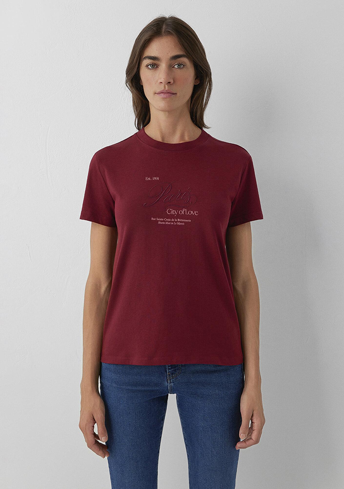Mavi Paris İşlemeli Kırmızı Tişört Slim Fit / Dar Kesim 1614259-85633