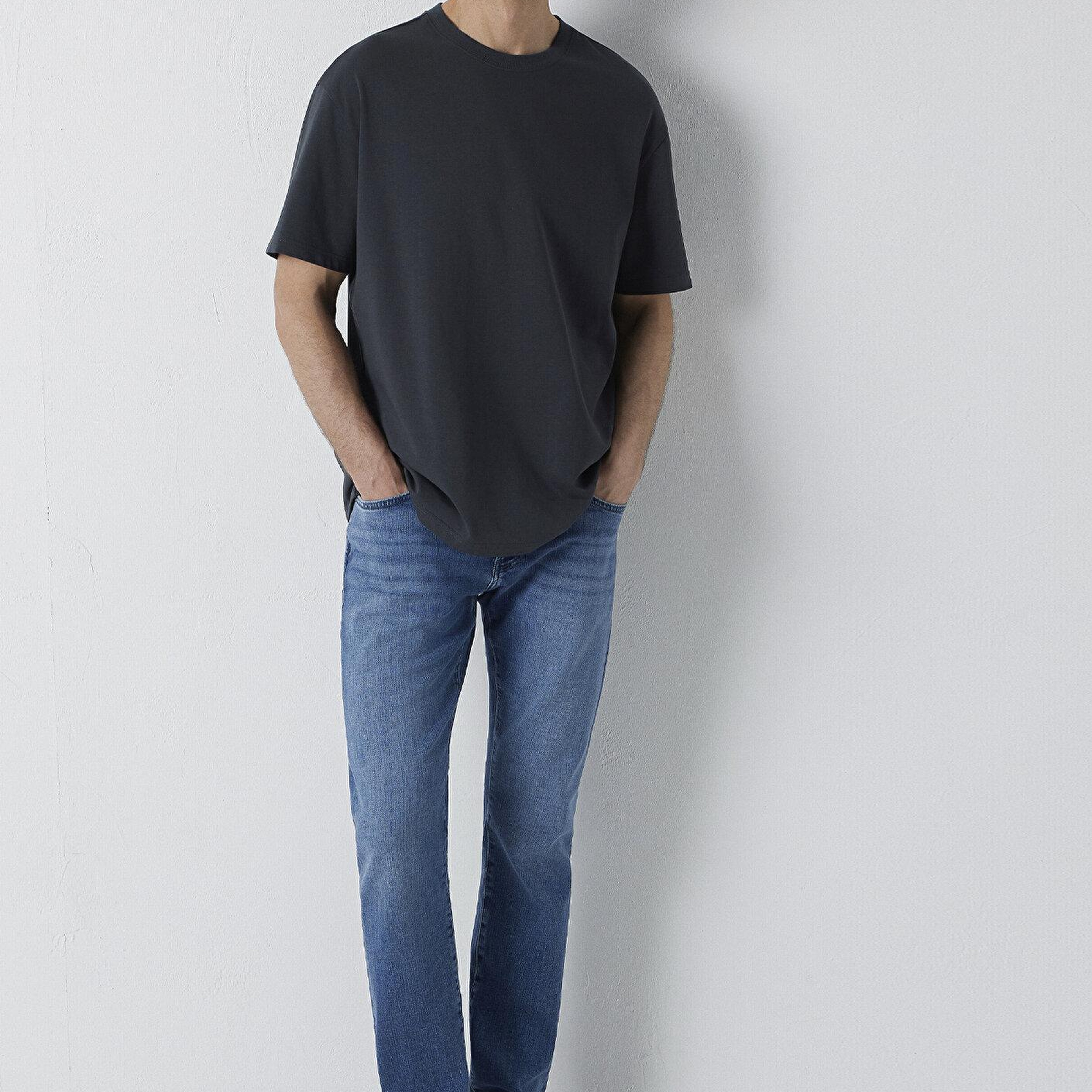 Mavi Antrasit Basic Tişört Loose Fit / Bol Rahat Kesim 0611596-91268