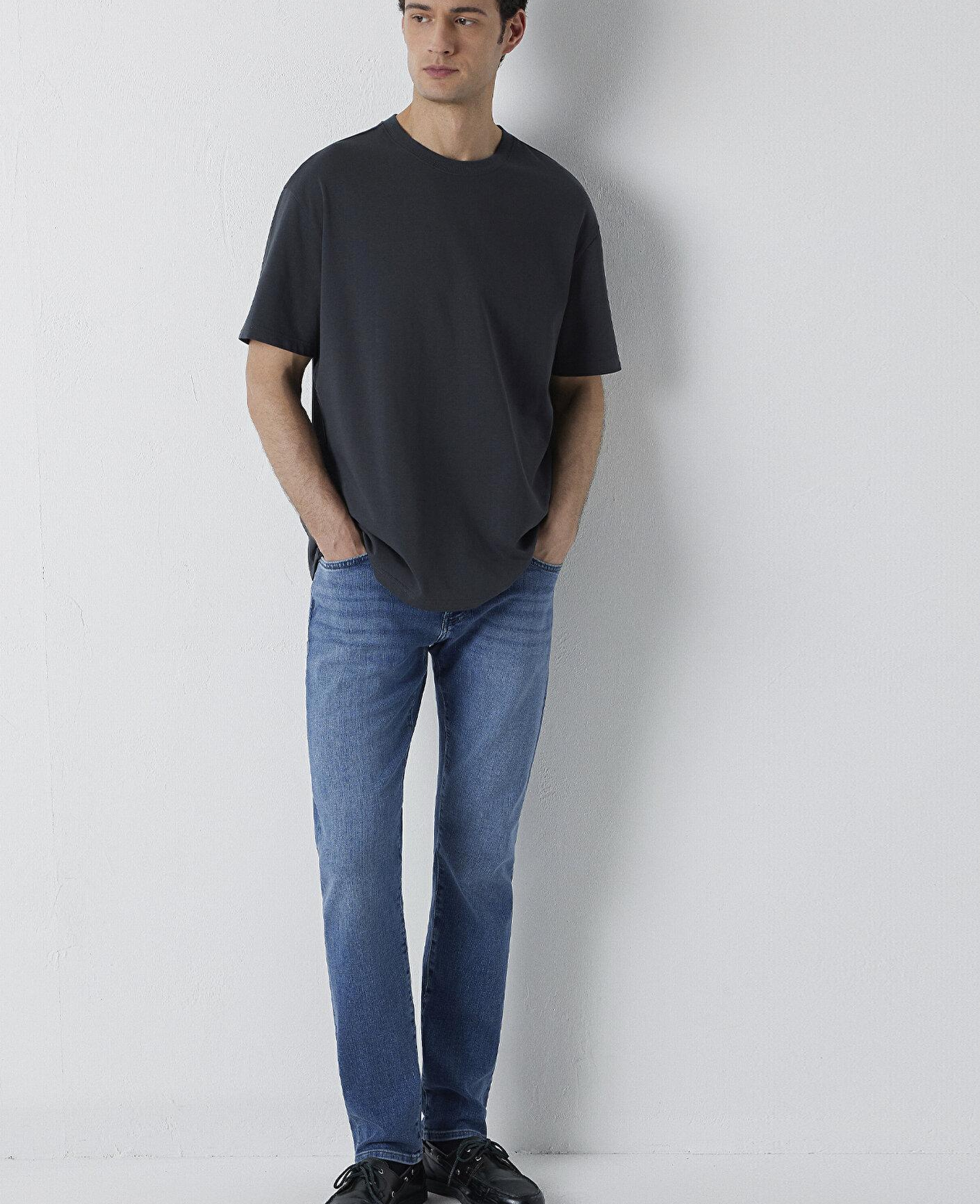 Mavi Antrasit Basic Tişört Loose Fit / Bol Rahat Kesim 0611596-91268