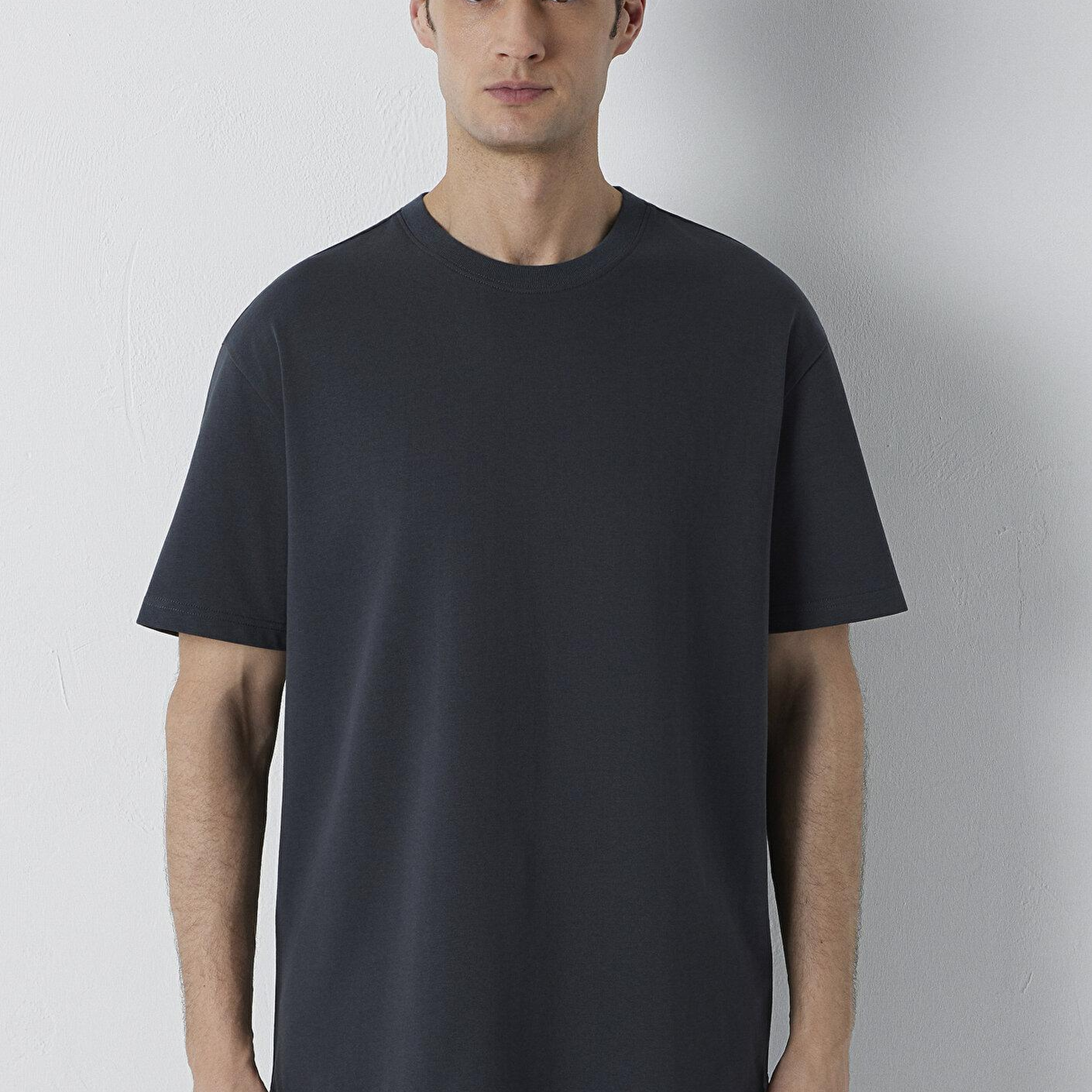 Mavi Antrasit Basic Tişört Loose Fit / Bol Rahat Kesim 0611596-91268