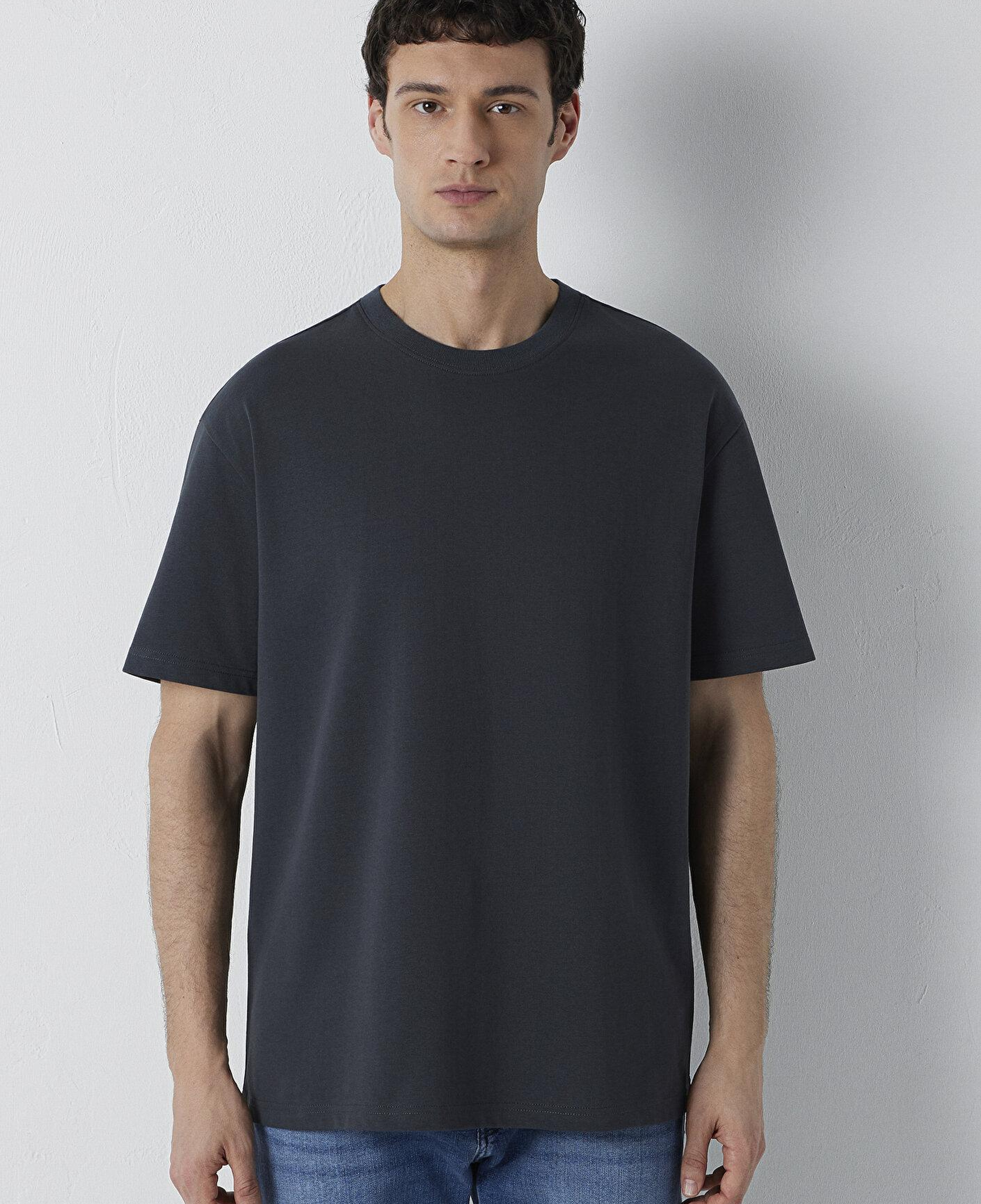 Mavi Antrasit Basic Tişört Loose Fit / Bol Rahat Kesim 0611596-91268
