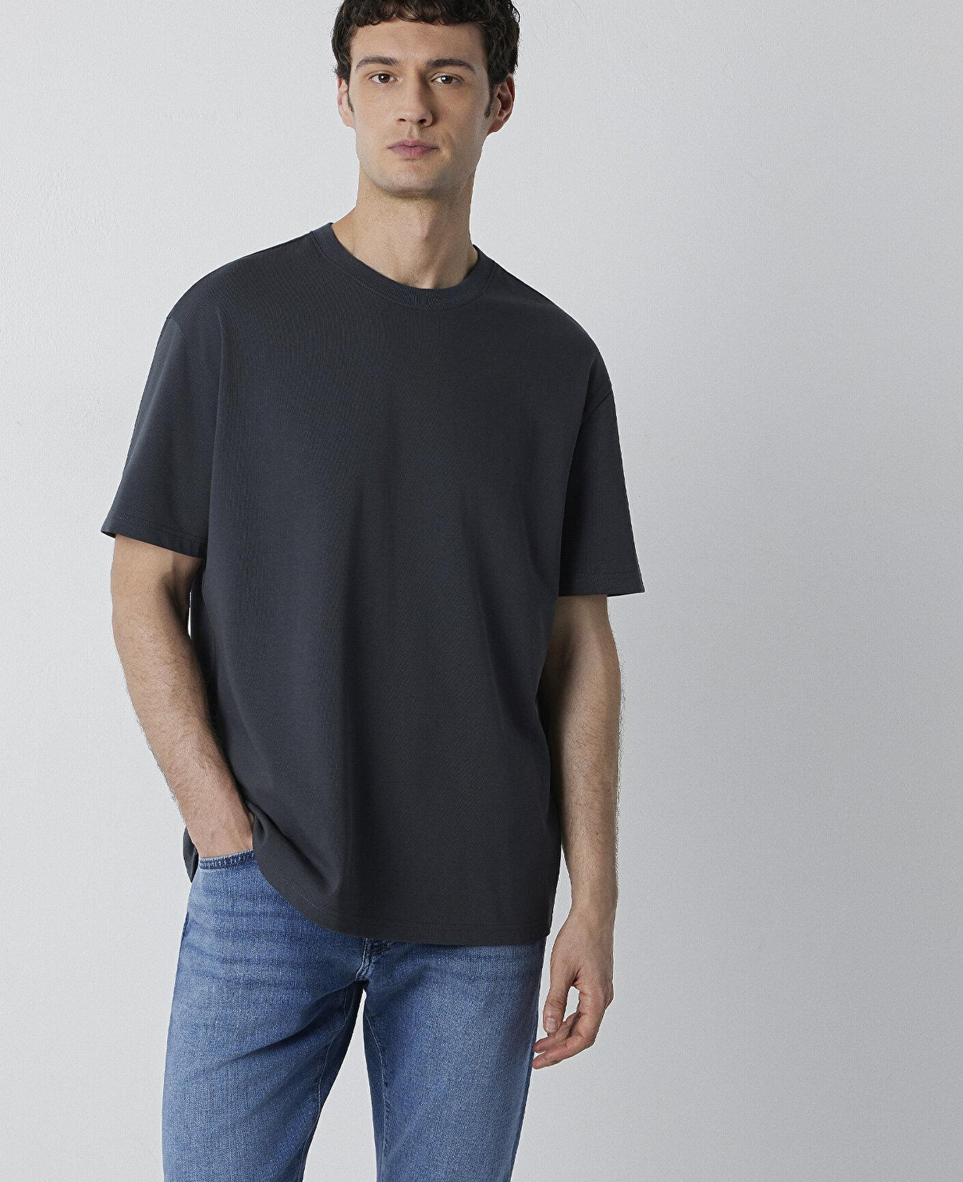 Mavi Antrasit Basic Tişört Loose Fit / Bol Rahat Kesim 0611596-91268