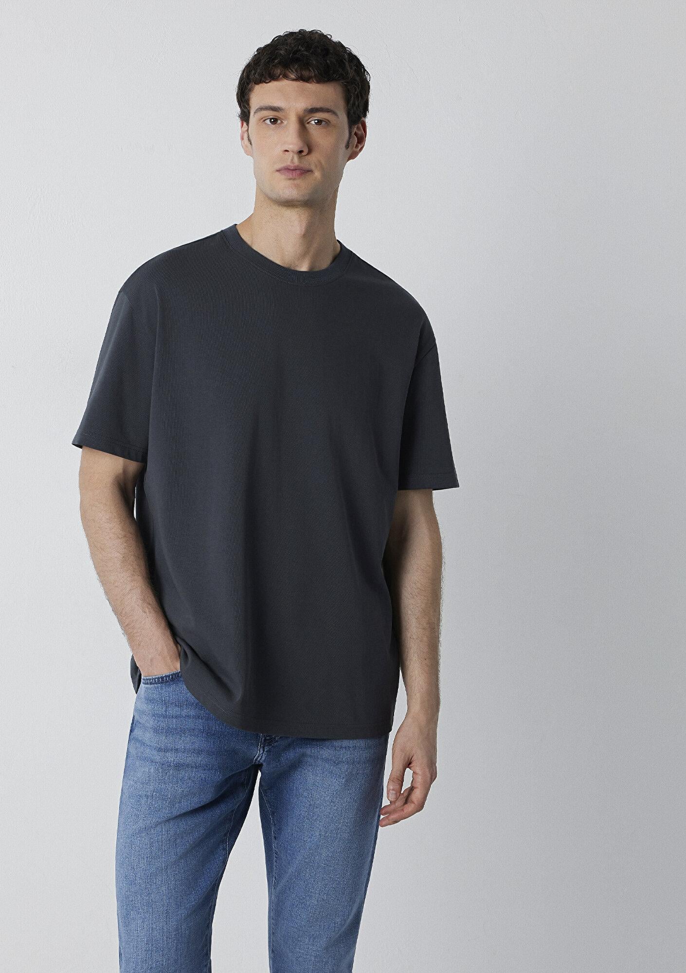 Mavi Antrasit Basic Tişört Loose Fit / Bol Rahat Kesim 0611596-91268