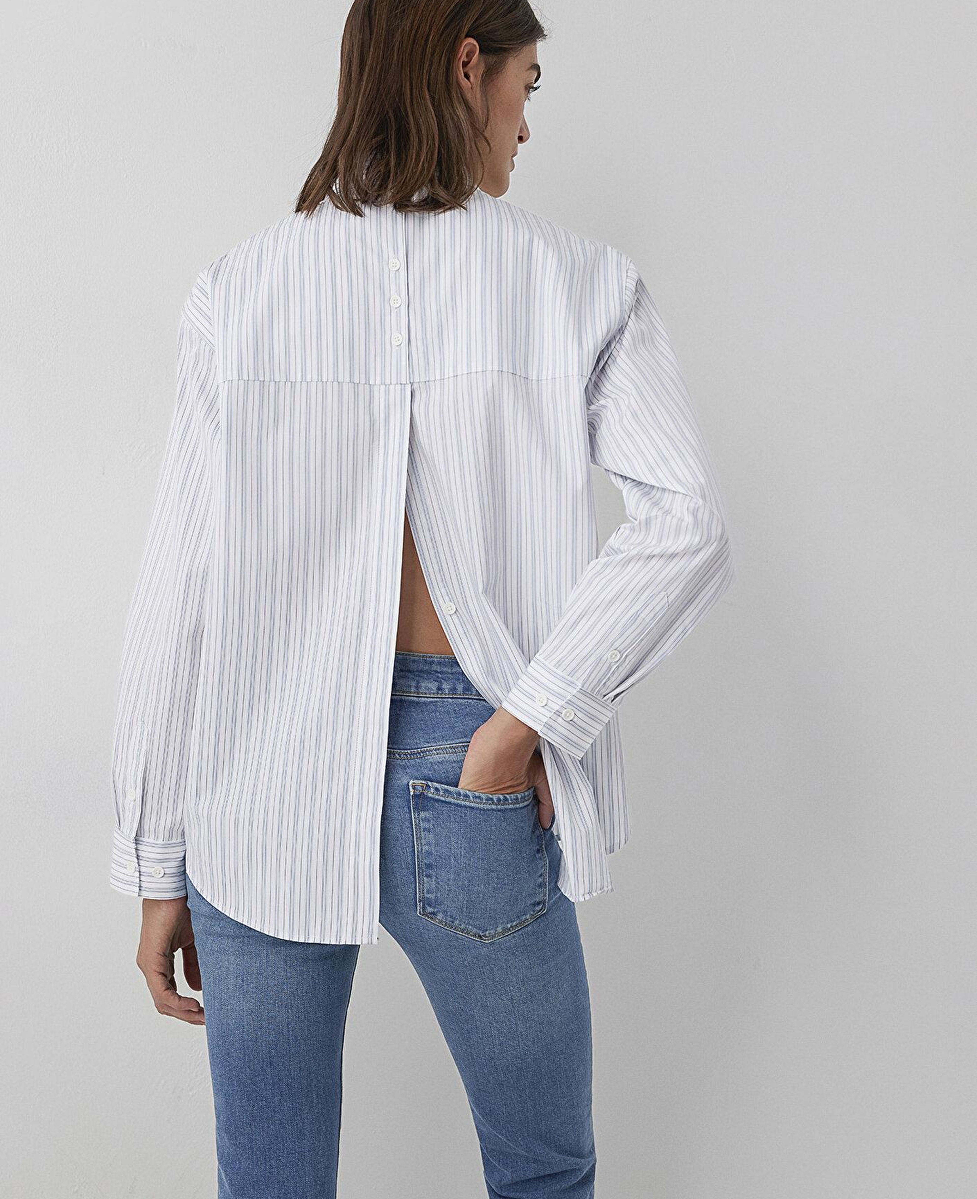 Mavi Çizgili Gömlek Oversize / Geniş Kesim 1211557-91625