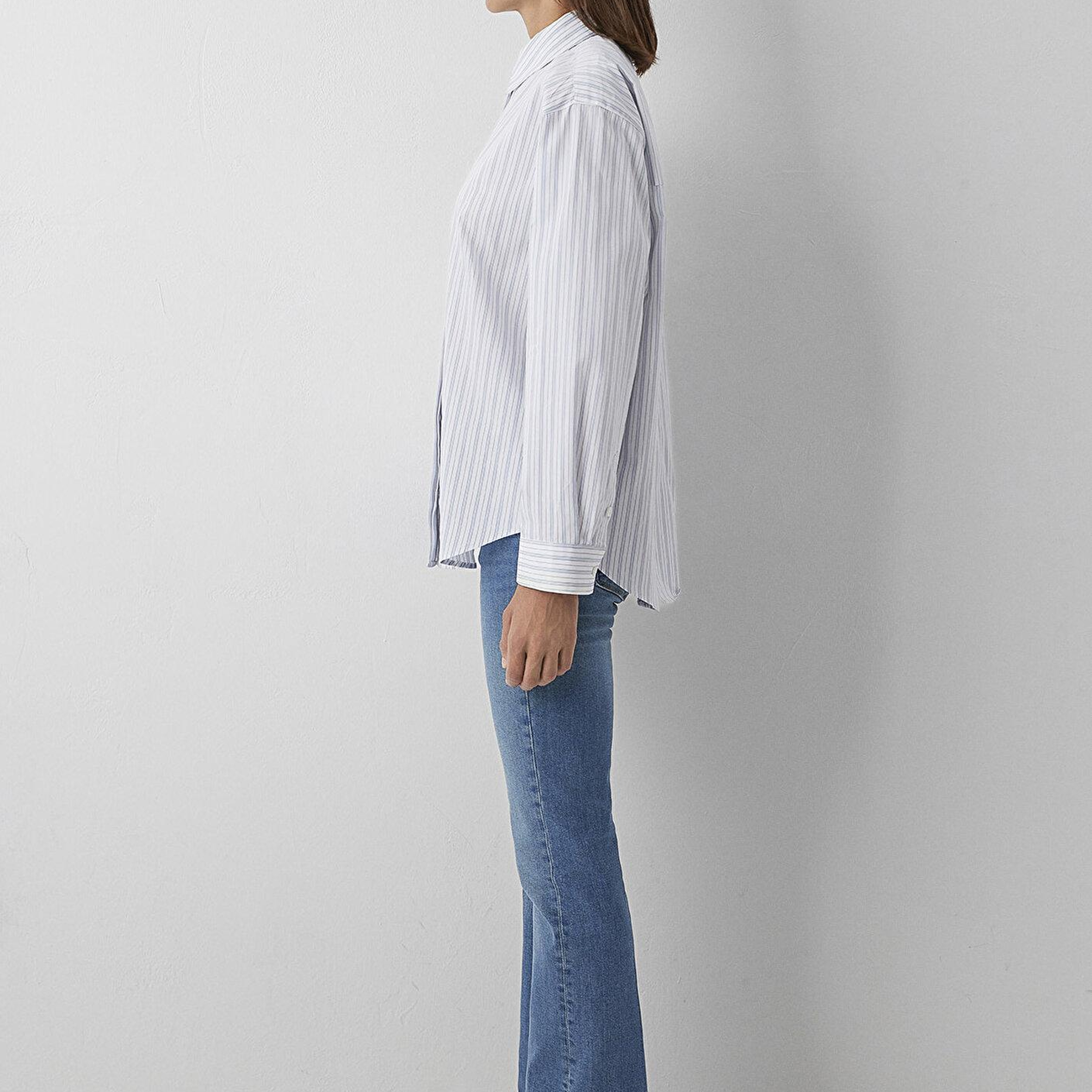 Mavi Çizgili Gömlek Oversize / Geniş Kesim 1211557-91625