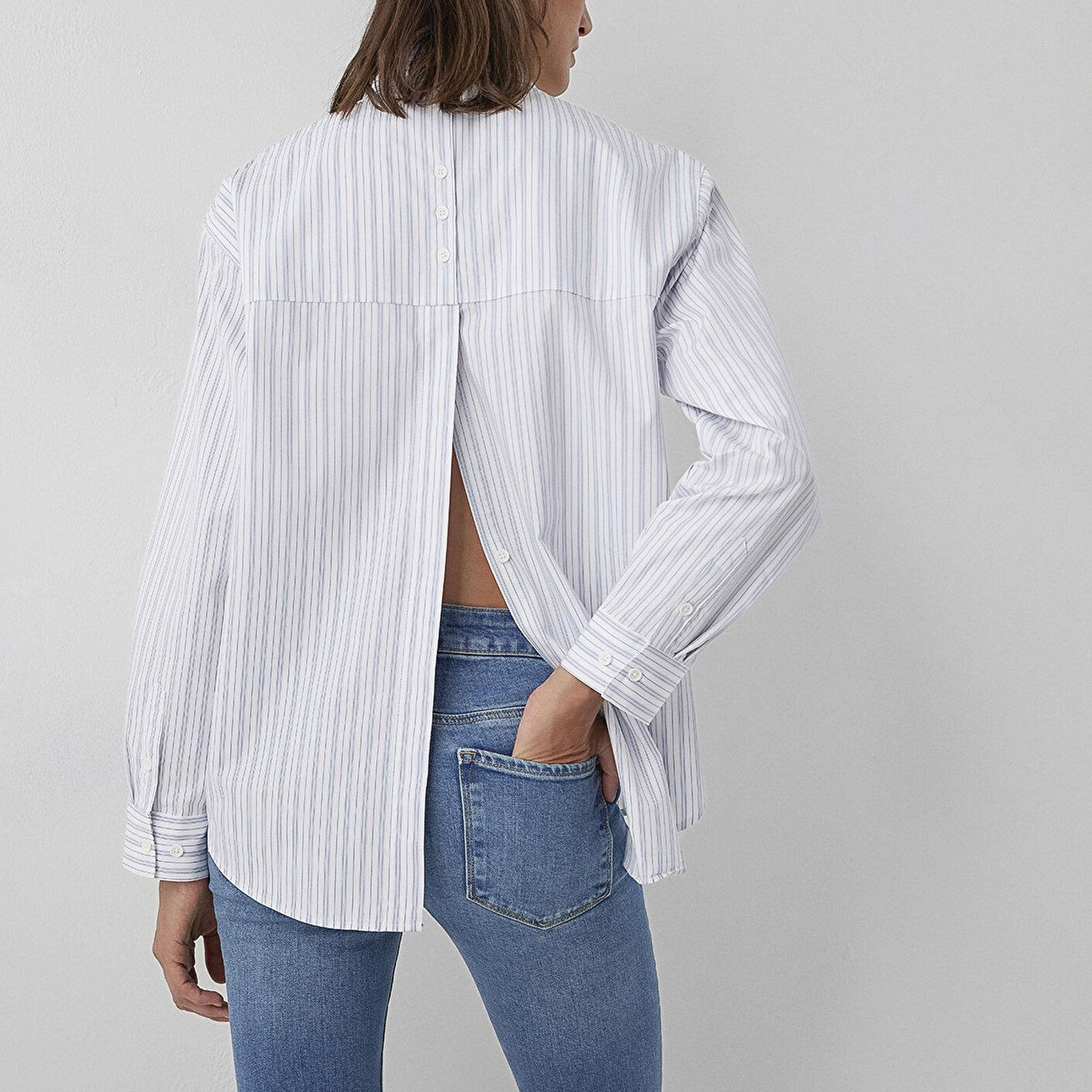 Mavi Çizgili Gömlek Oversize / Geniş Kesim 1211557-91625