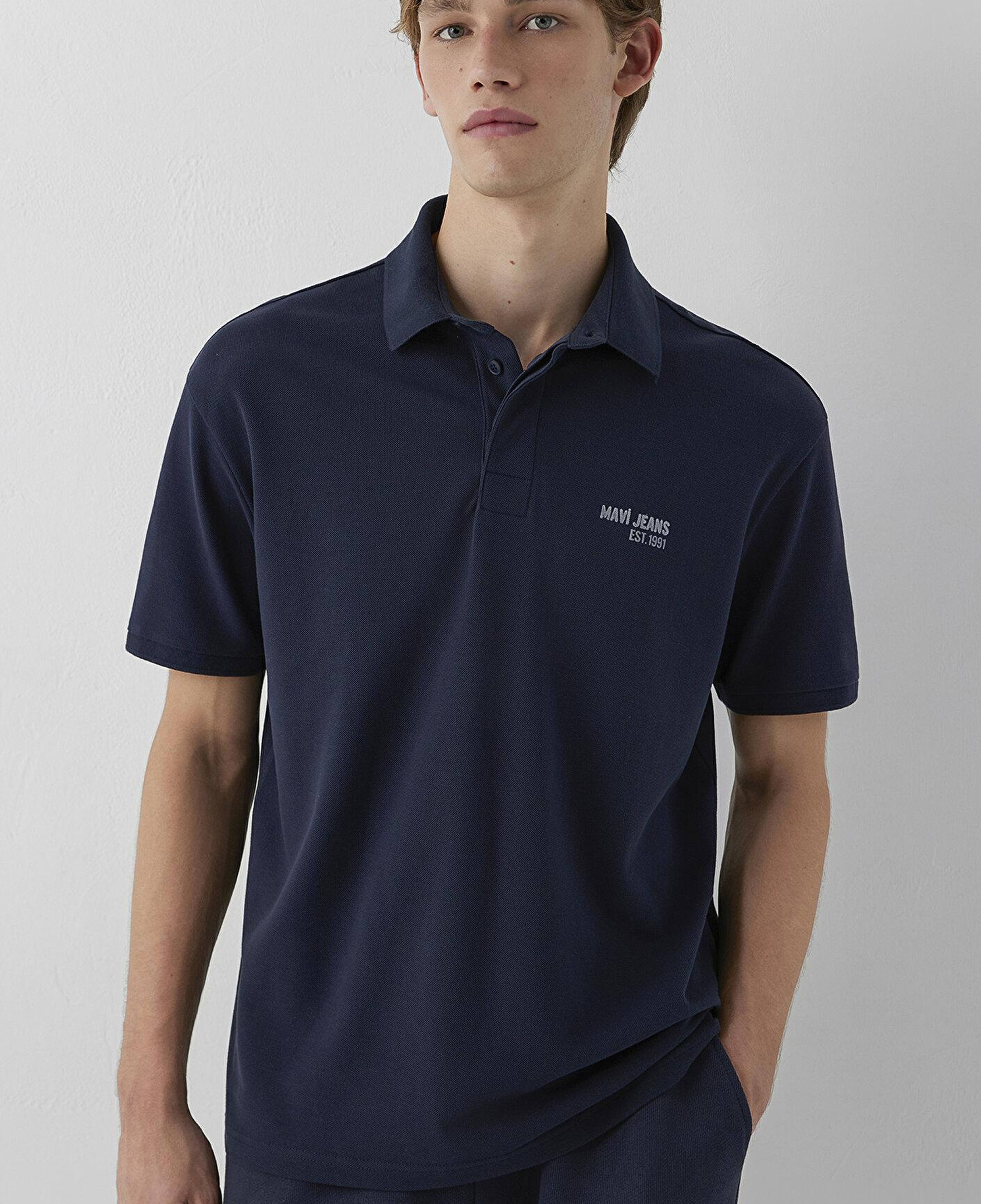 Mavi Lacivert Polo Tişört Loose Fit / Bol Rahat Kesim 0613494-70490