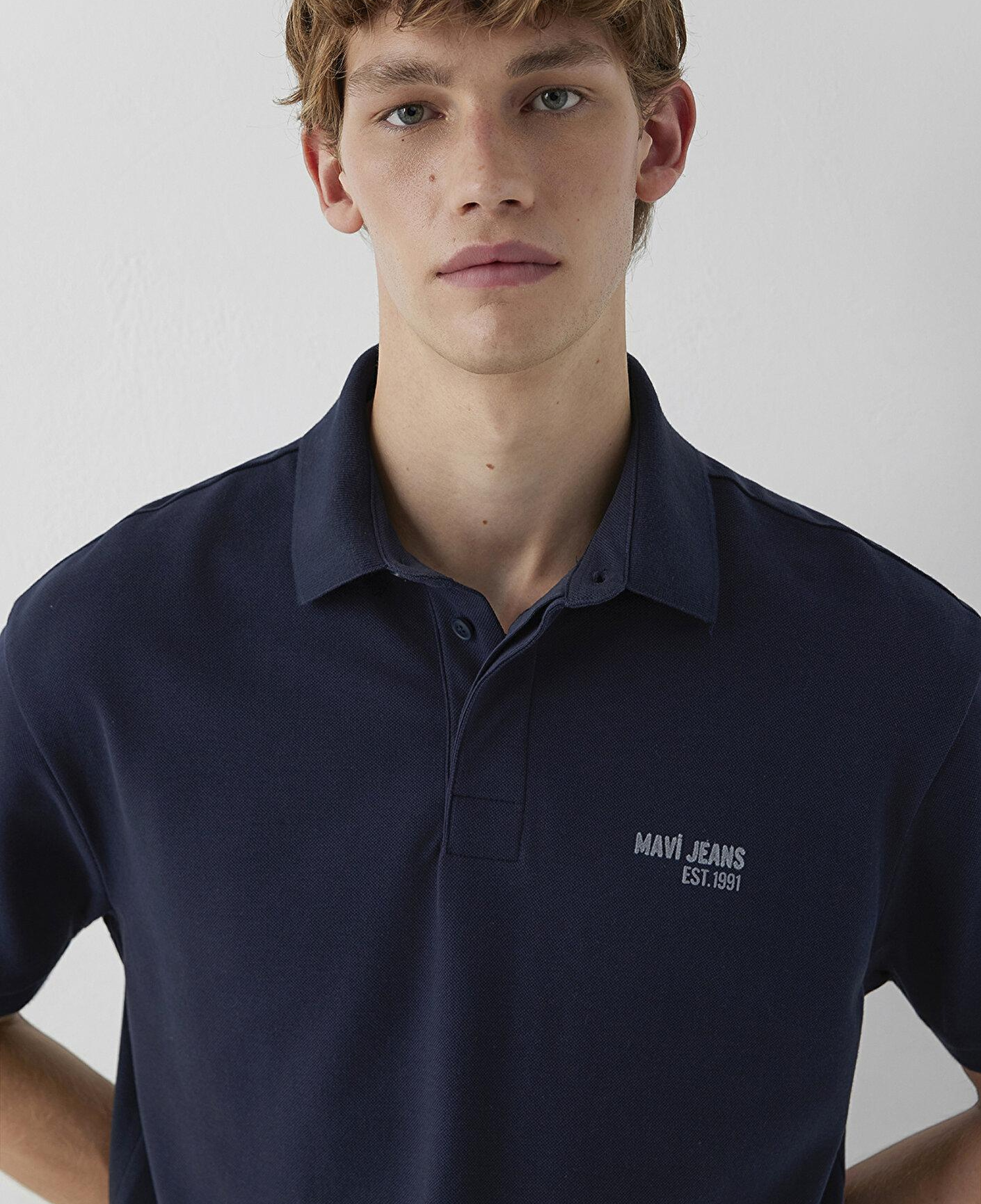 Mavi Lacivert Polo Tişört Loose Fit / Bol Rahat Kesim 0613494-70490