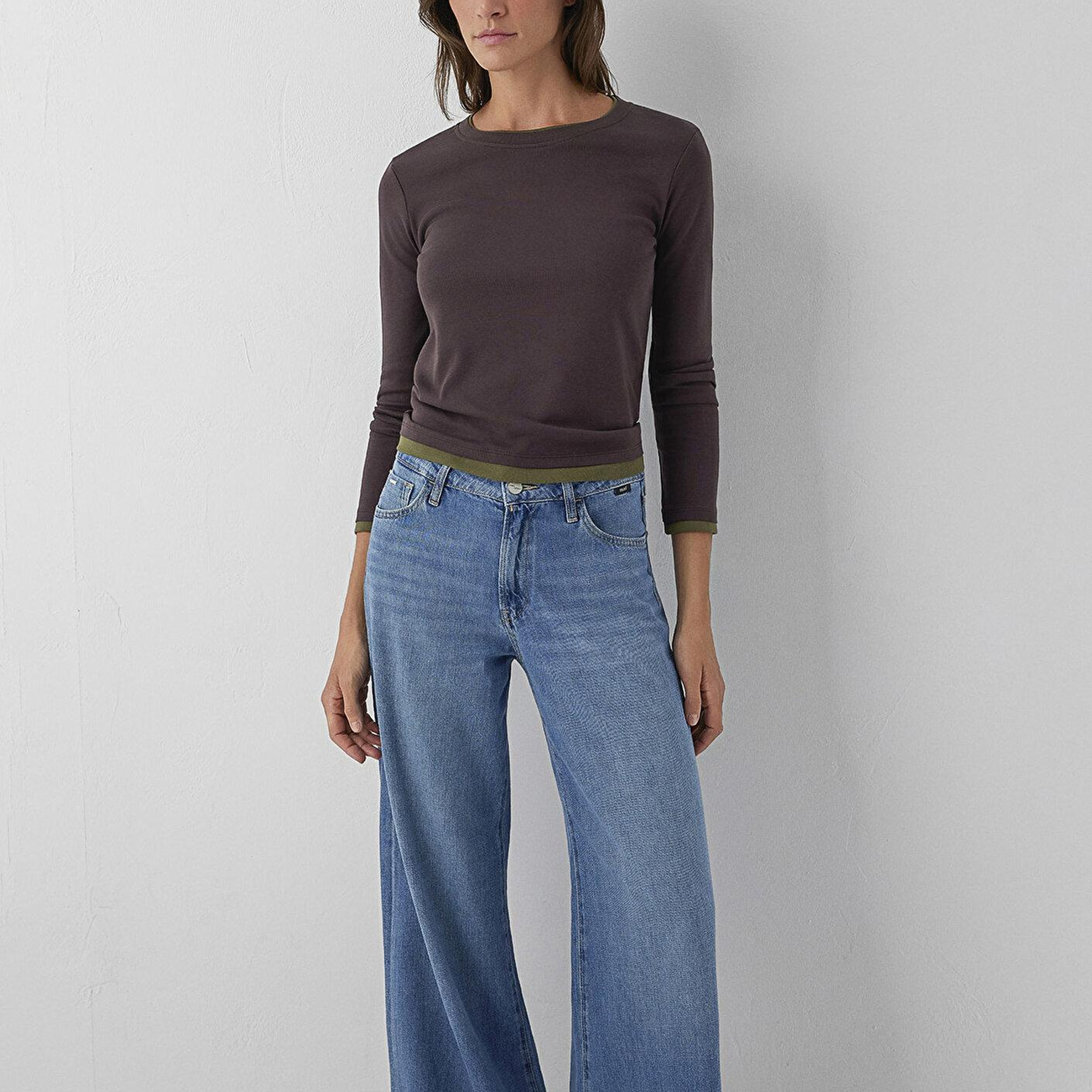 Mavi Kahverengi Tişört Slim Fit / Dar Kesim 1614184-70240