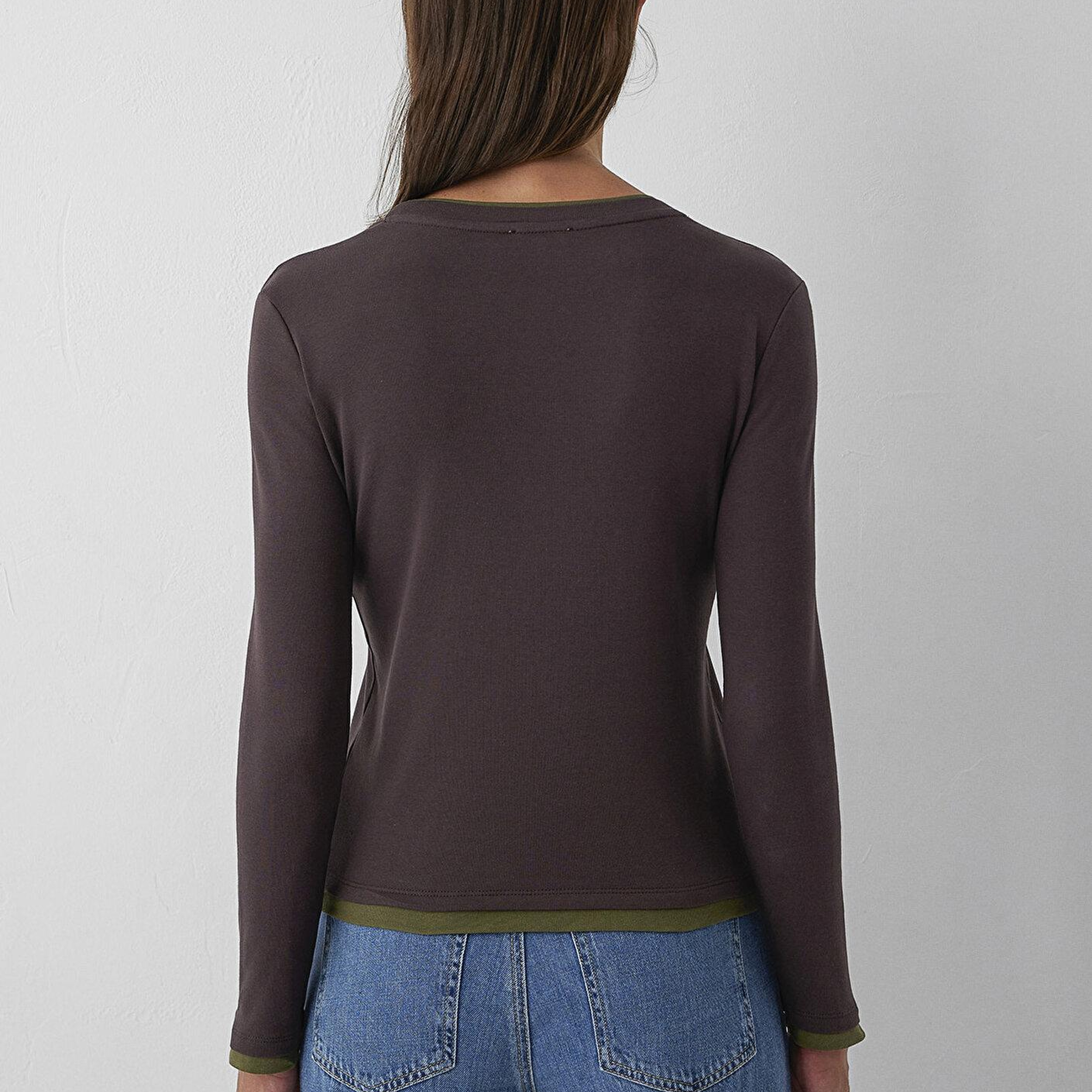Mavi Kahverengi Tişört Slim Fit / Dar Kesim 1614184-70240