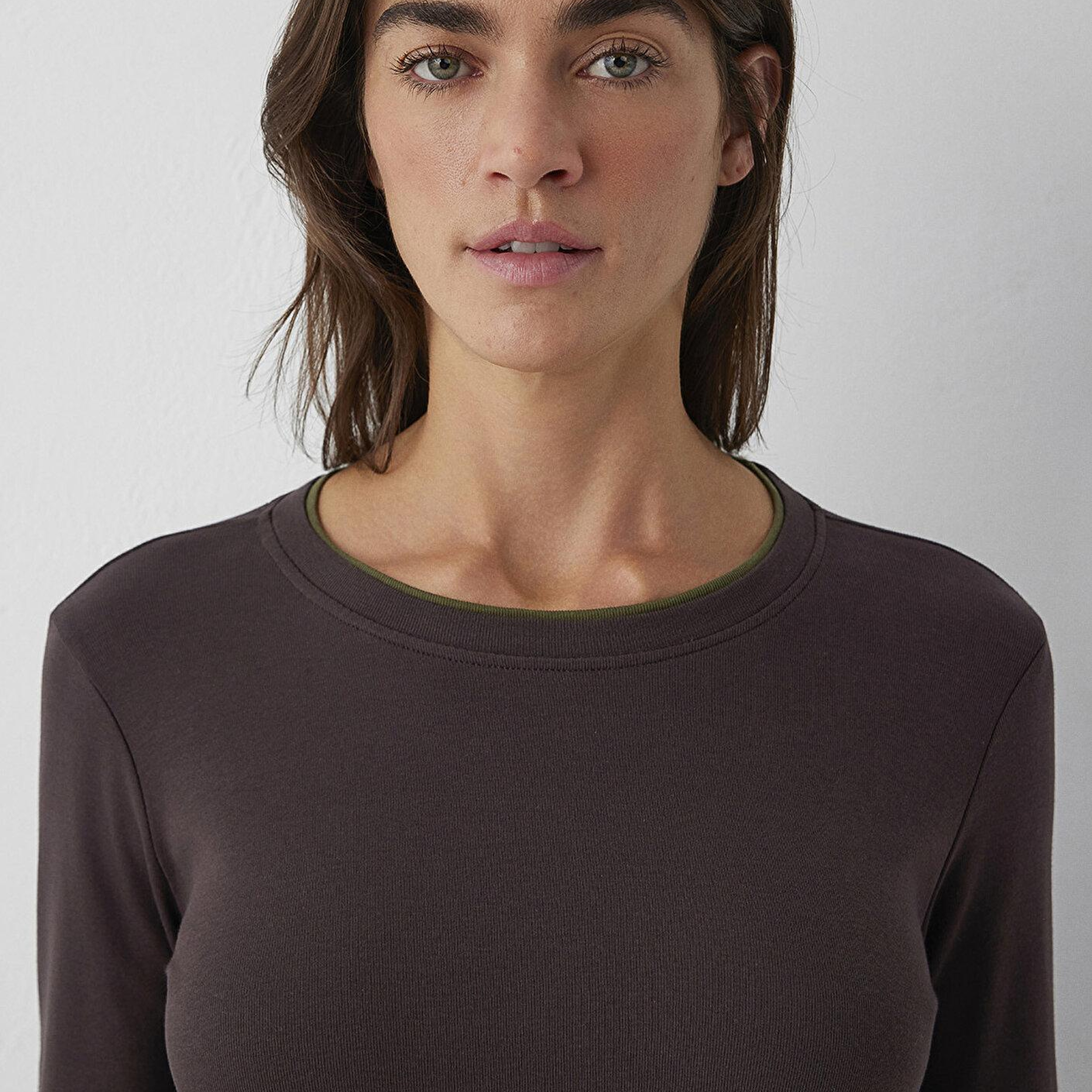 Mavi Kahverengi Tişört Slim Fit / Dar Kesim 1614184-70240