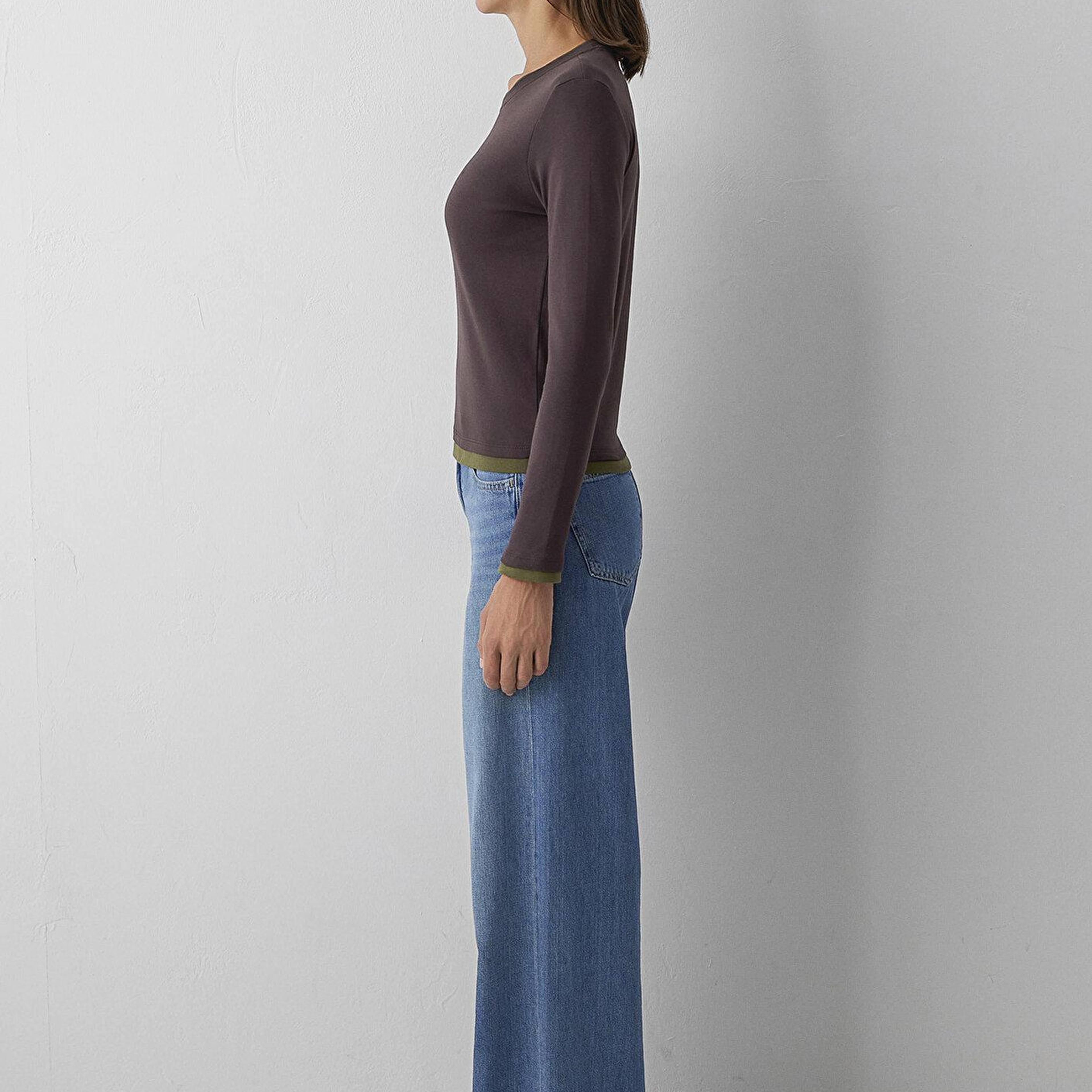 Mavi Kahverengi Tişört Slim Fit / Dar Kesim 1614184-70240