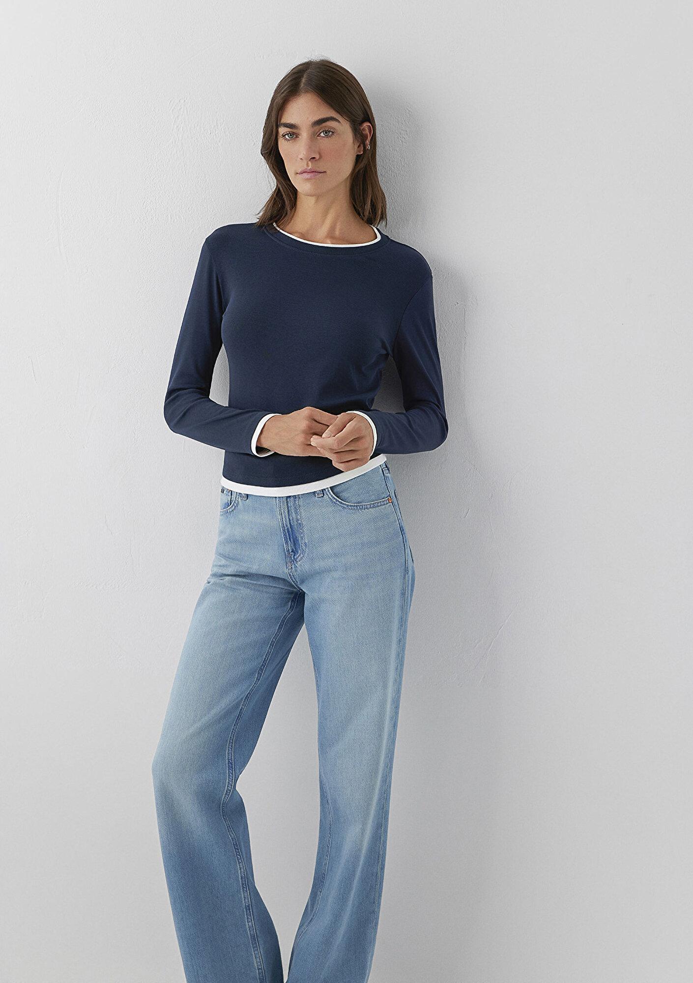Mavi Lacivert Tişört Slim Fit / Dar Kesim 1614184-90372