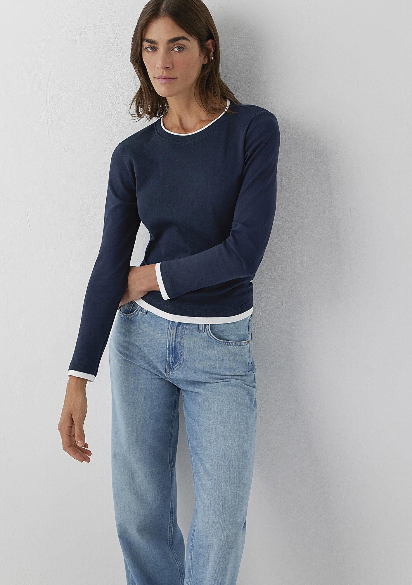 Mavi Lacivert Tişört Slim Fit / Dar Kesim 1614184-90372