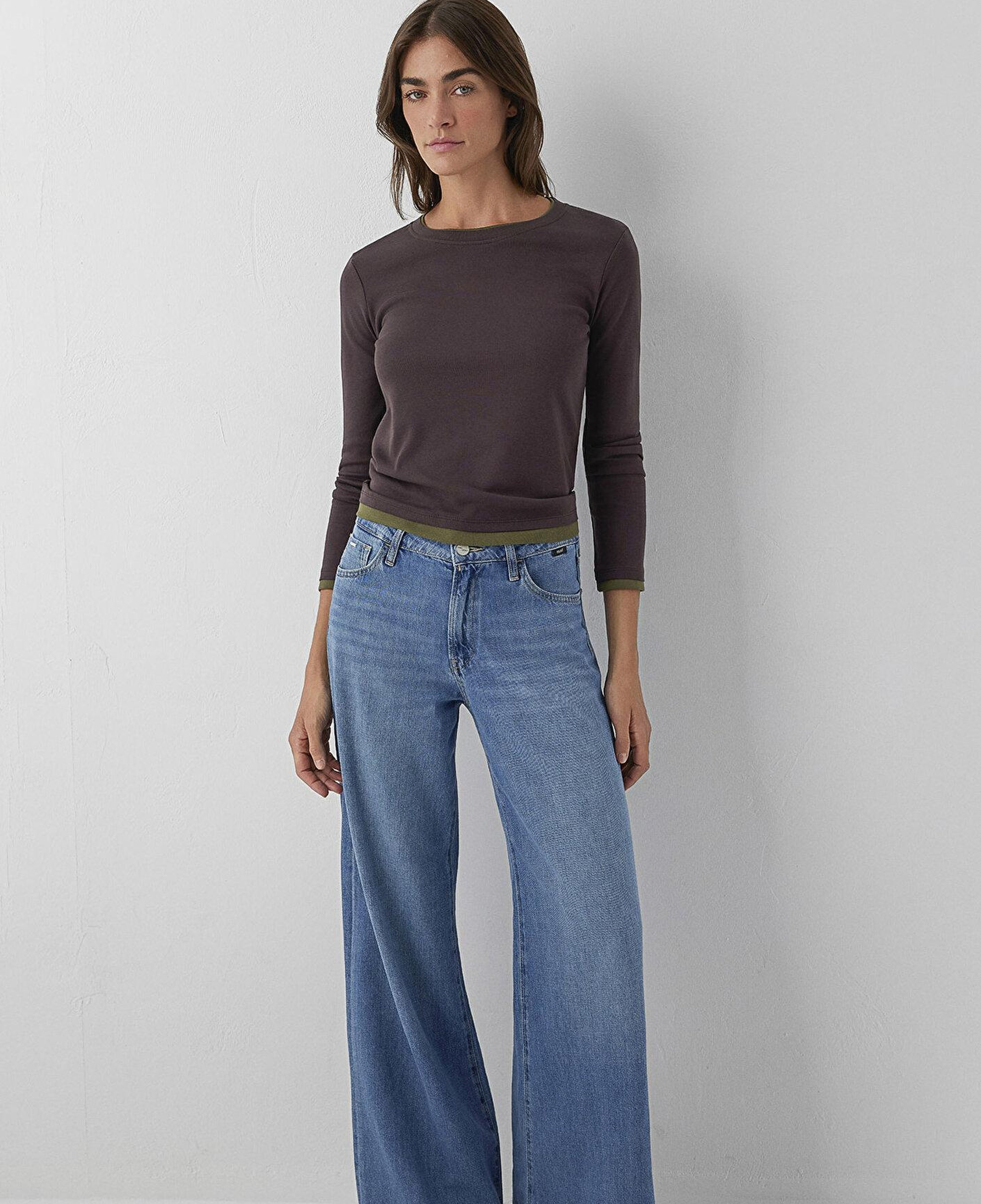 Mavi Kahverengi Tişört Slim Fit / Dar Kesim 1614184-70240