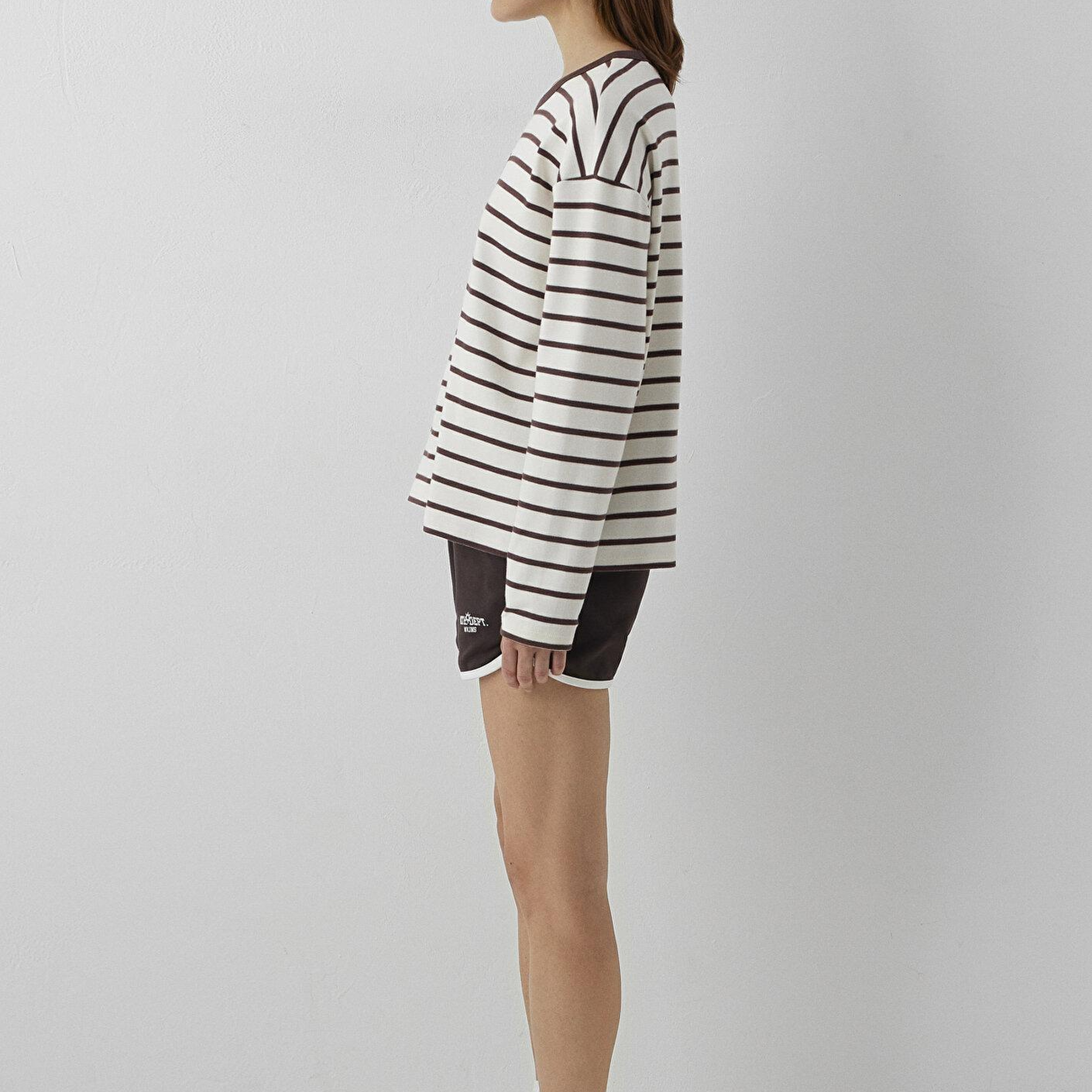 Mavi Çizgili Tişört Loose Fit / Bol Rahat Kesim 1614171-91653
