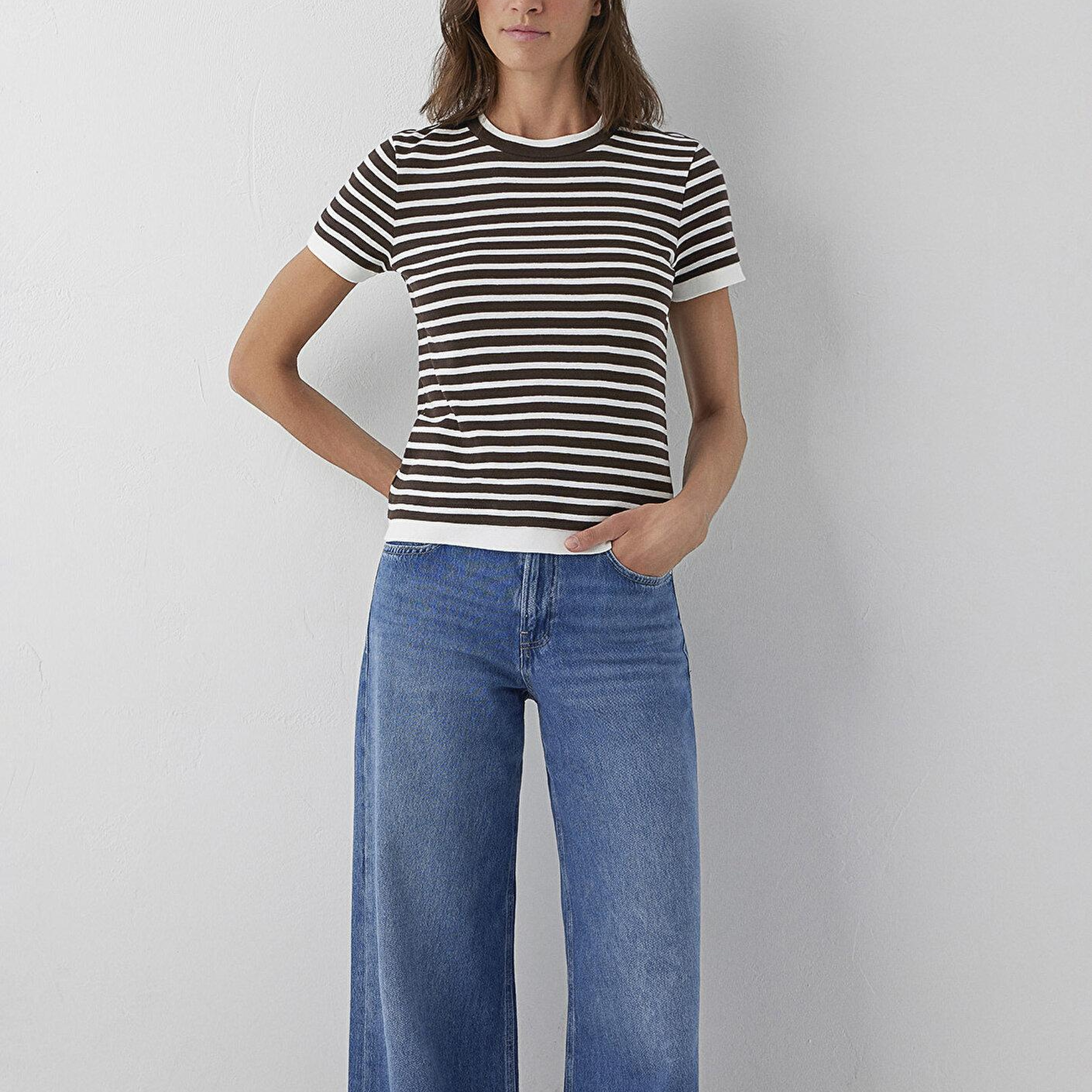 Mavi Çizgili Tişört Slim Fit / Dar Kesim 1614185-91619