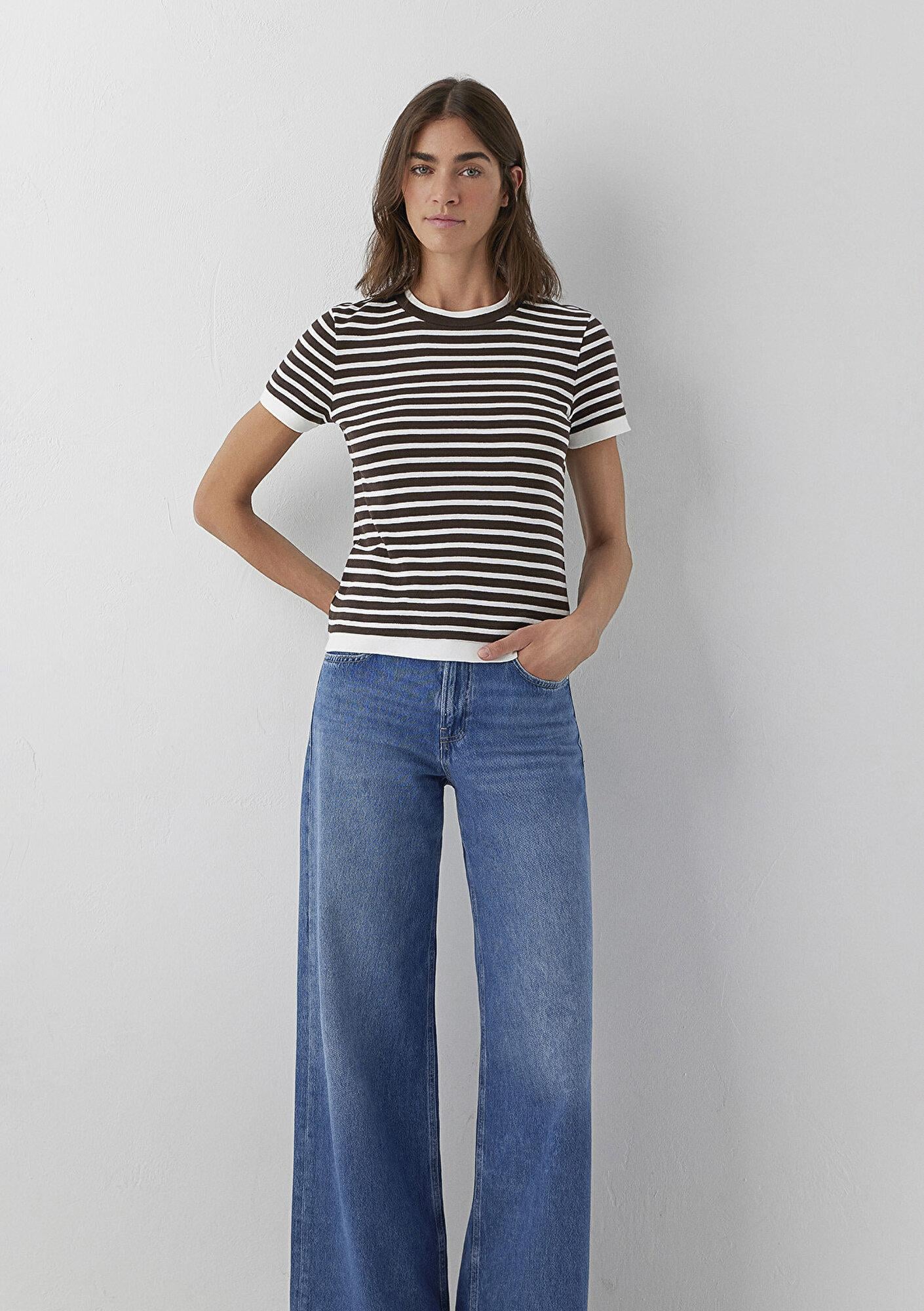 Mavi Çizgili Tişört Slim Fit / Dar Kesim 1614185-91619