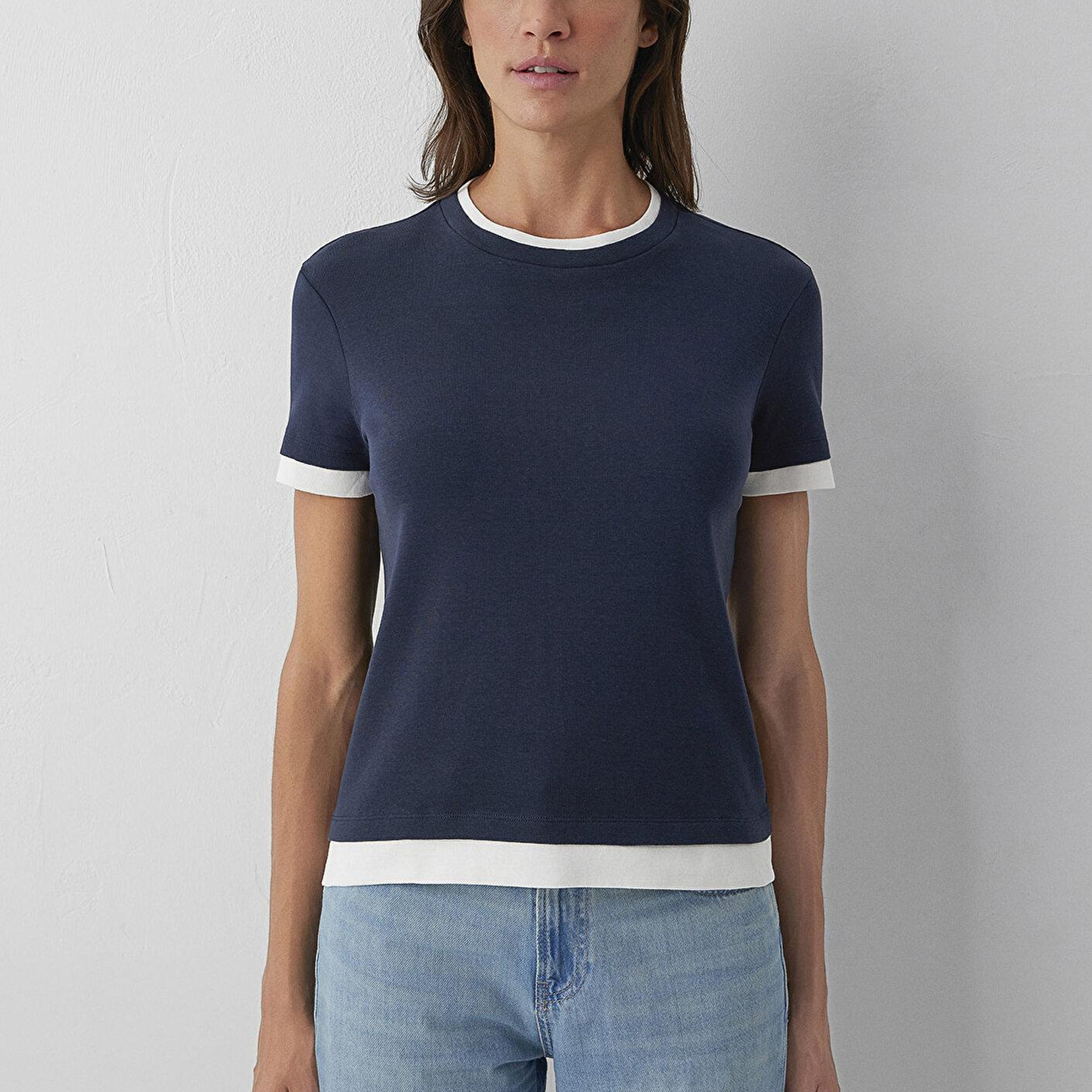 Mavi Lacivert Tişört Slim Fit / Dar Kesim 1614185-90372