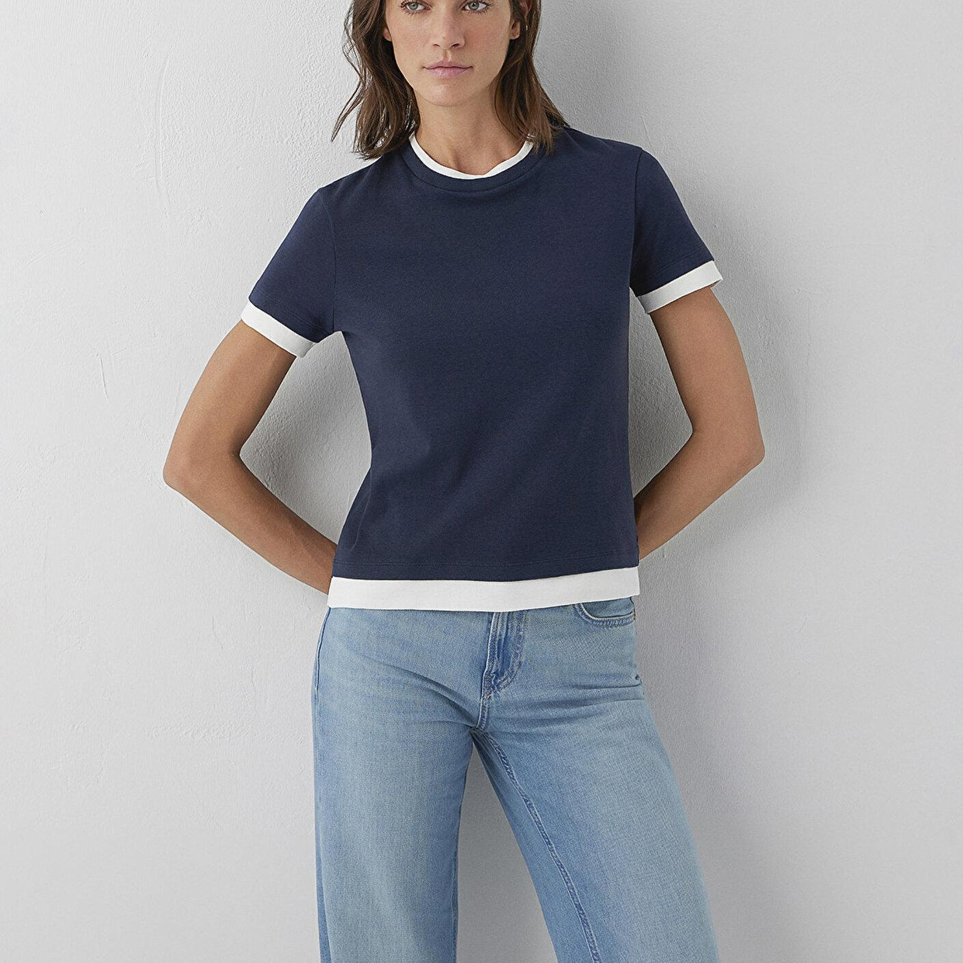 Mavi Lacivert Tişört Slim Fit / Dar Kesim 1614185-90372