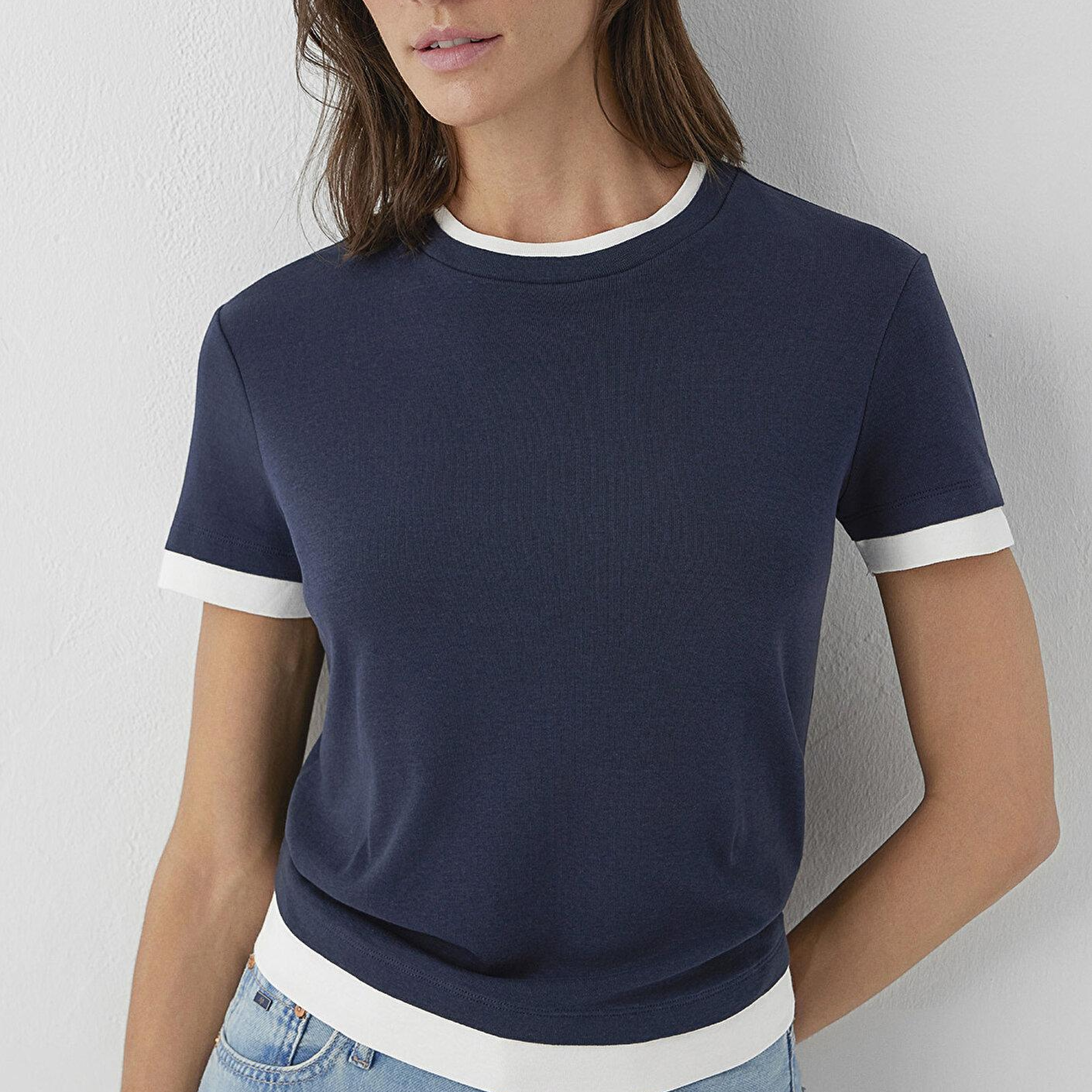 Mavi Lacivert Tişört Slim Fit / Dar Kesim 1614185-90372