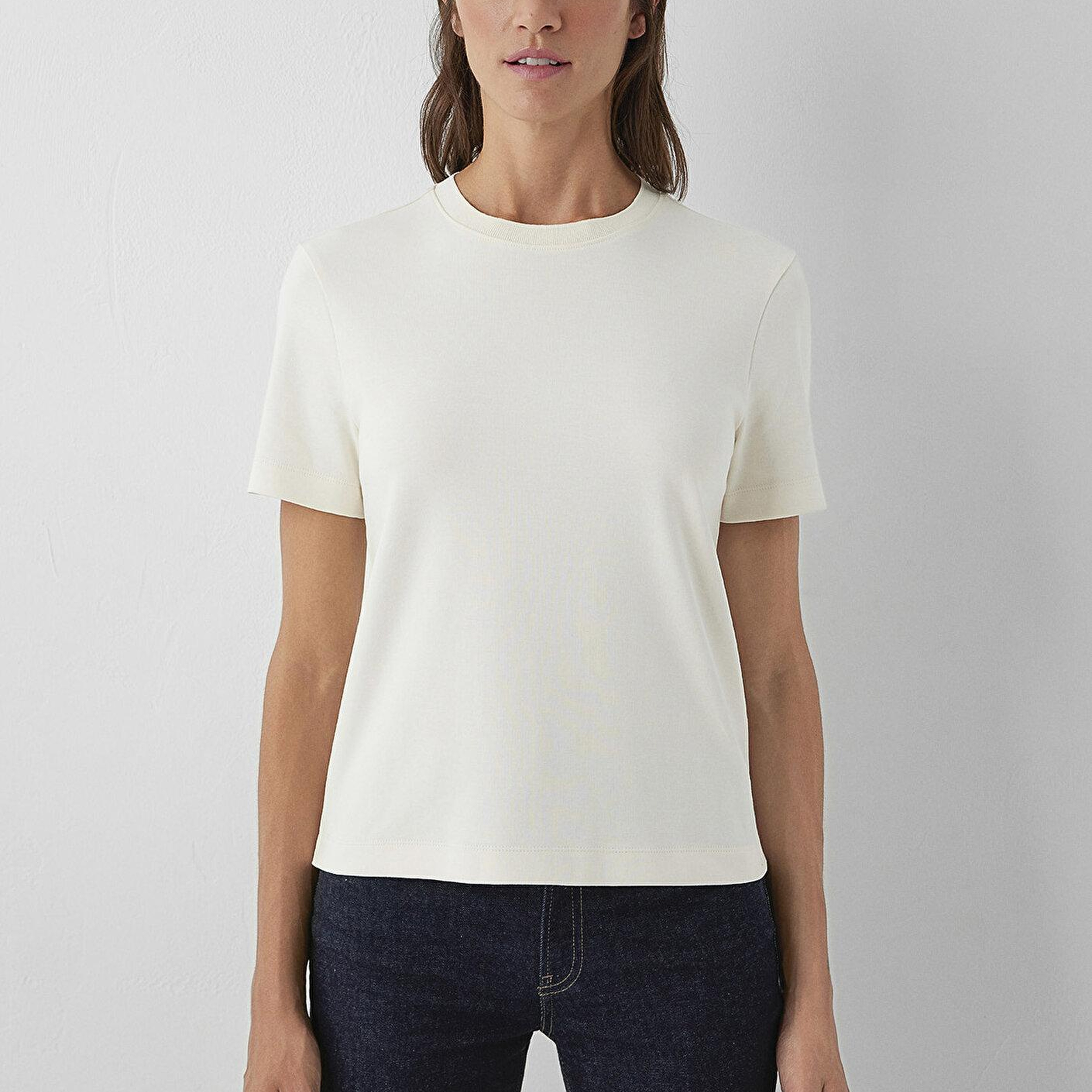 Mavi Ekru Basic Tişört Slim Fit / Dar Kesim 1614219-82127