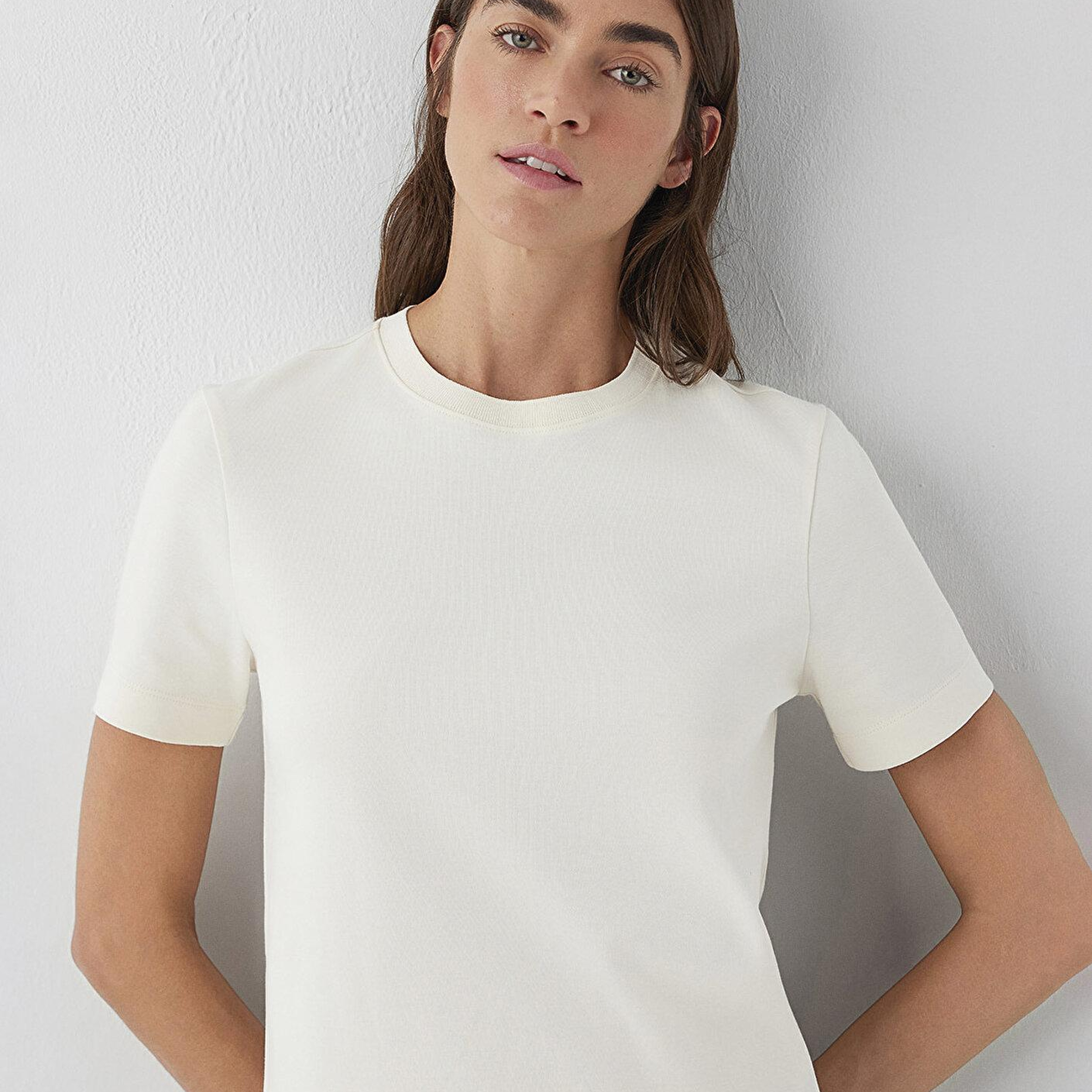 Mavi Ekru Basic Tişört Slim Fit / Dar Kesim 1614219-82127