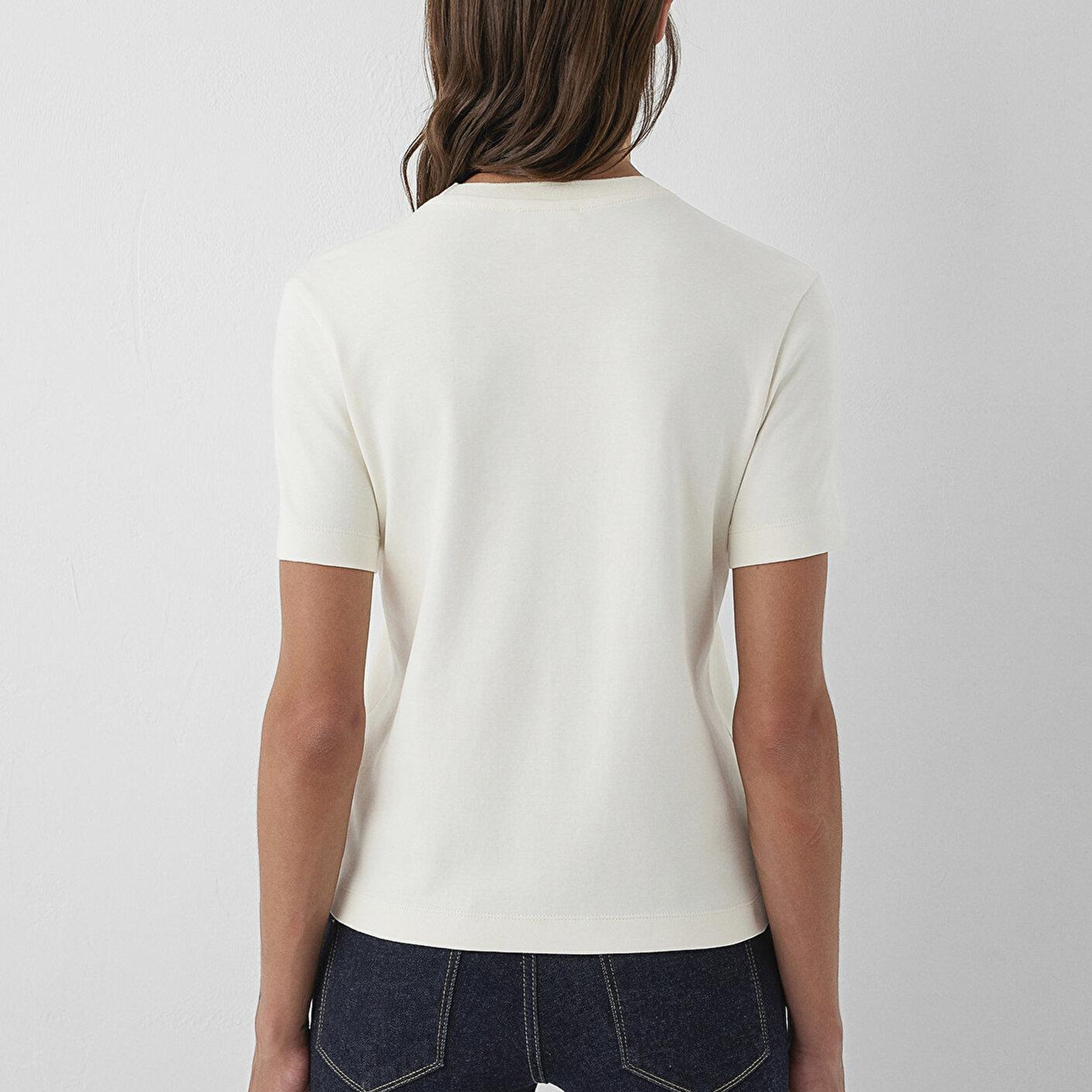 Mavi Ekru Basic Tişört Slim Fit / Dar Kesim 1614219-82127