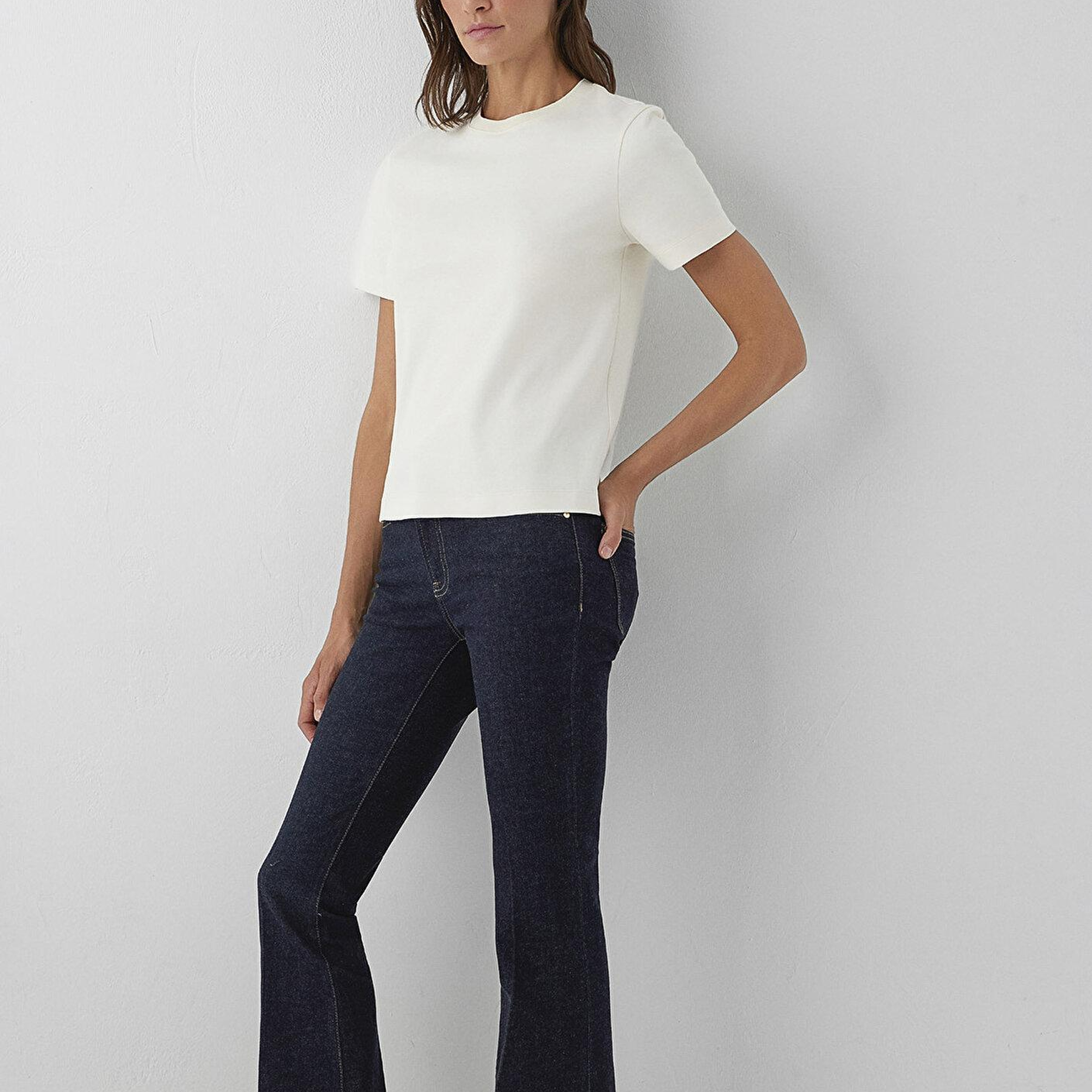 Mavi Ekru Basic Tişört Slim Fit / Dar Kesim 1614219-82127