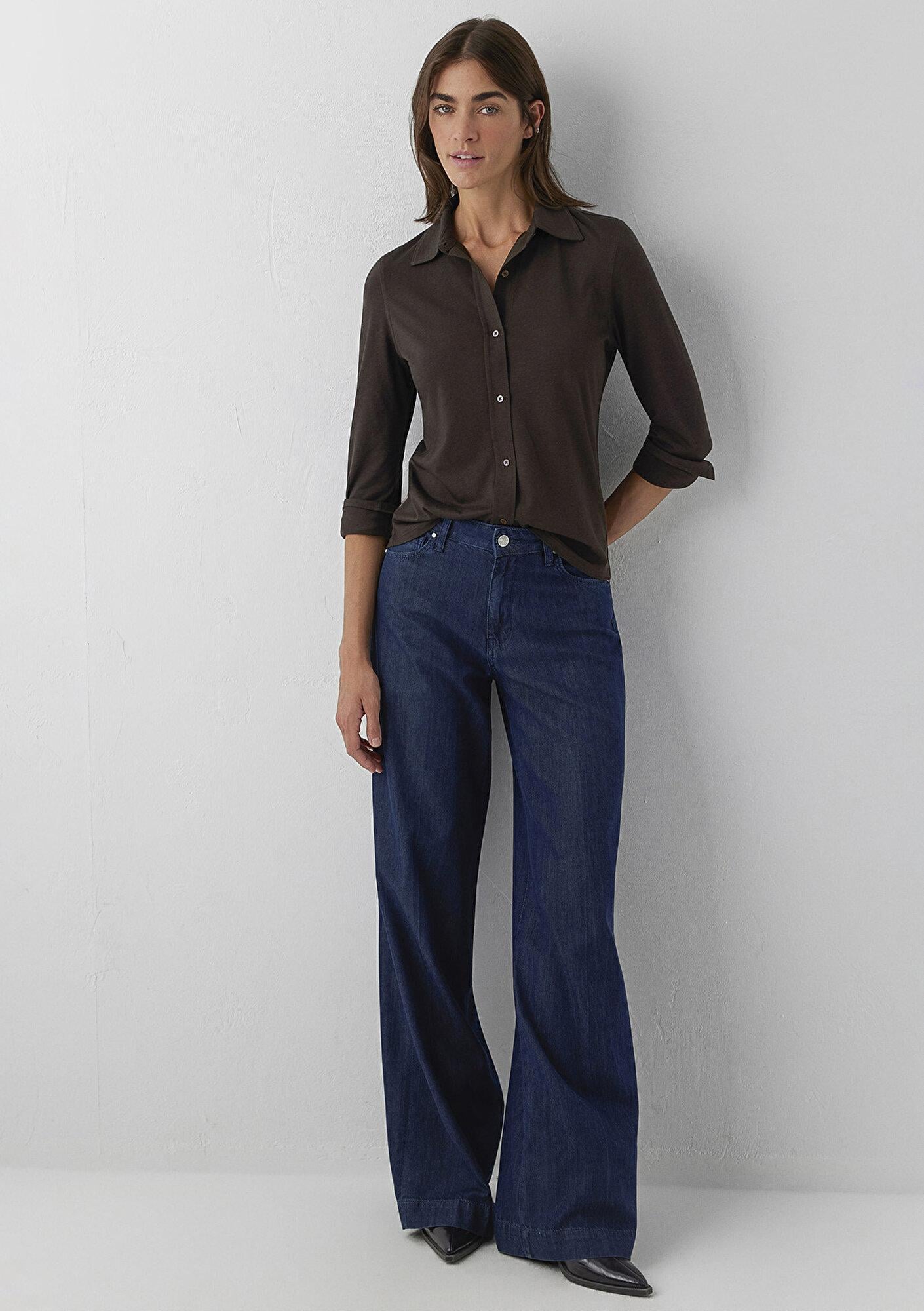 Mavi Kahverengi Polo Tişört Semi Slim Fit / Yarı Dar Kesim 1614363-90707