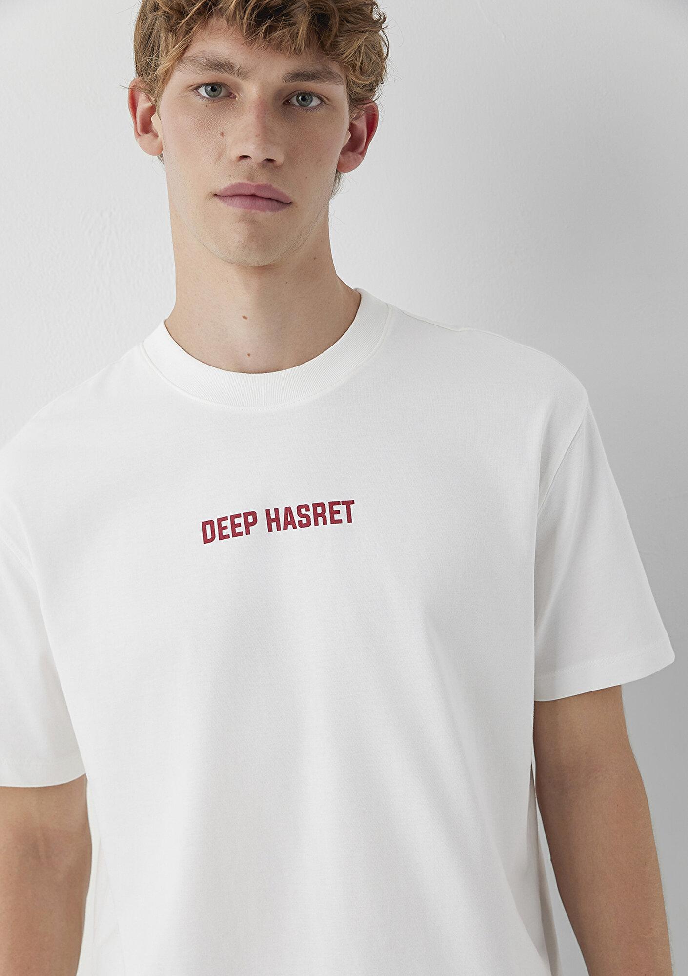 Mavi Deep Hasret Baskılı Beyaz Tişört Loose Fit / Bol Rahat Kesim 0620269-70057