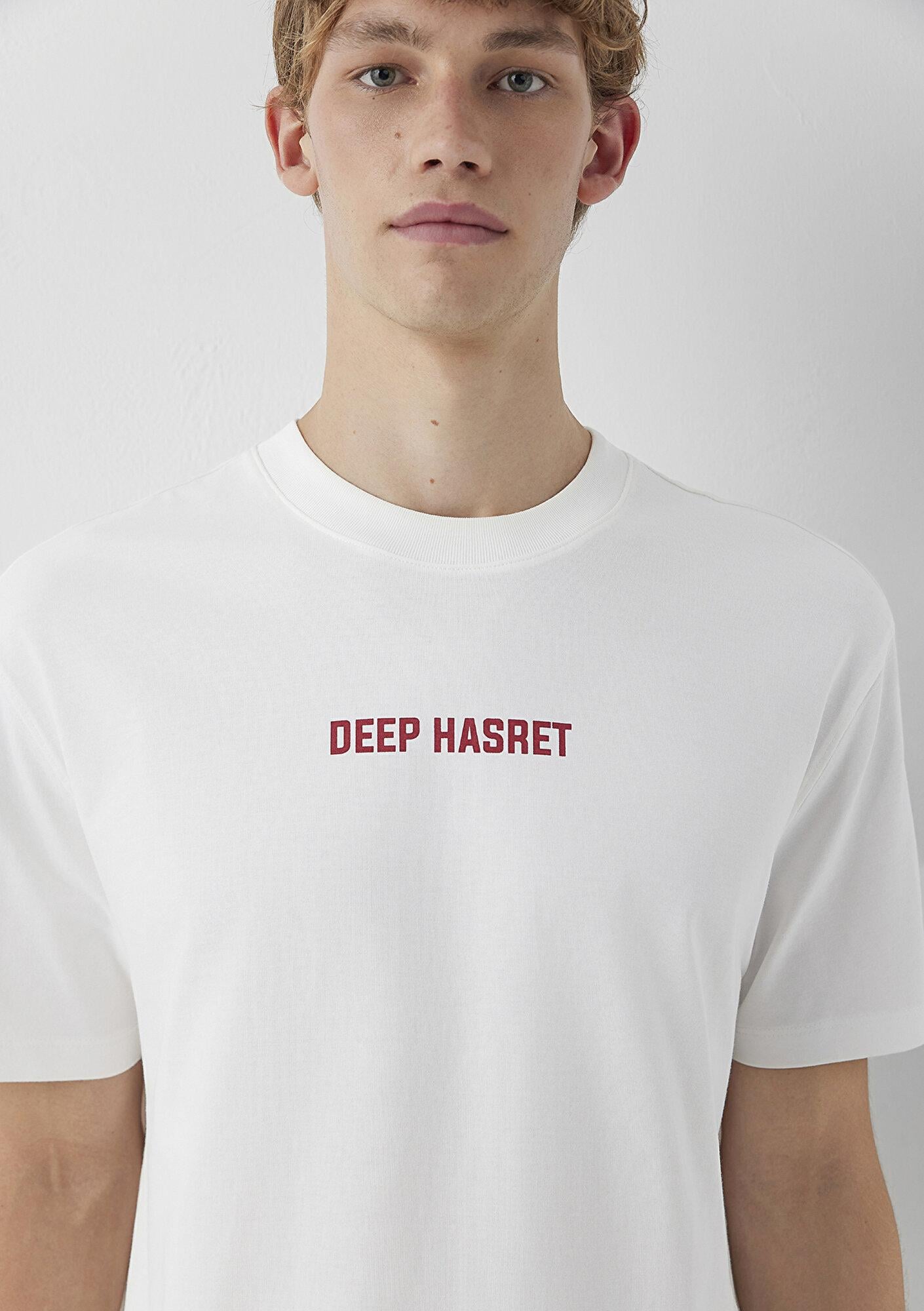 Mavi Deep Hasret Baskılı Beyaz Tişört Loose Fit / Bol Rahat Kesim 0620269-70057
