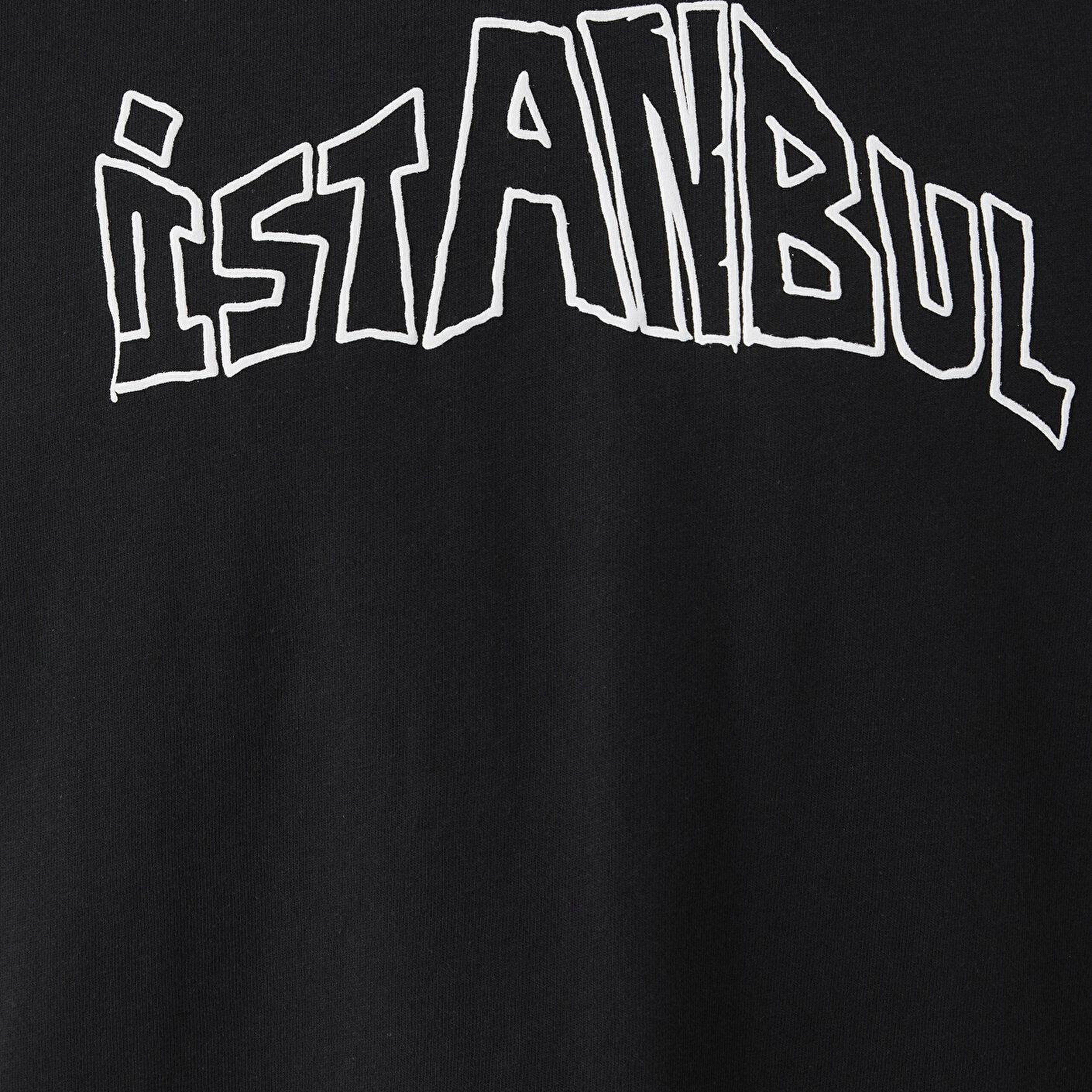 Mavi İstanbul Baskılı Siyah Tişört Oversize / Geniş Kesim 0620230-900