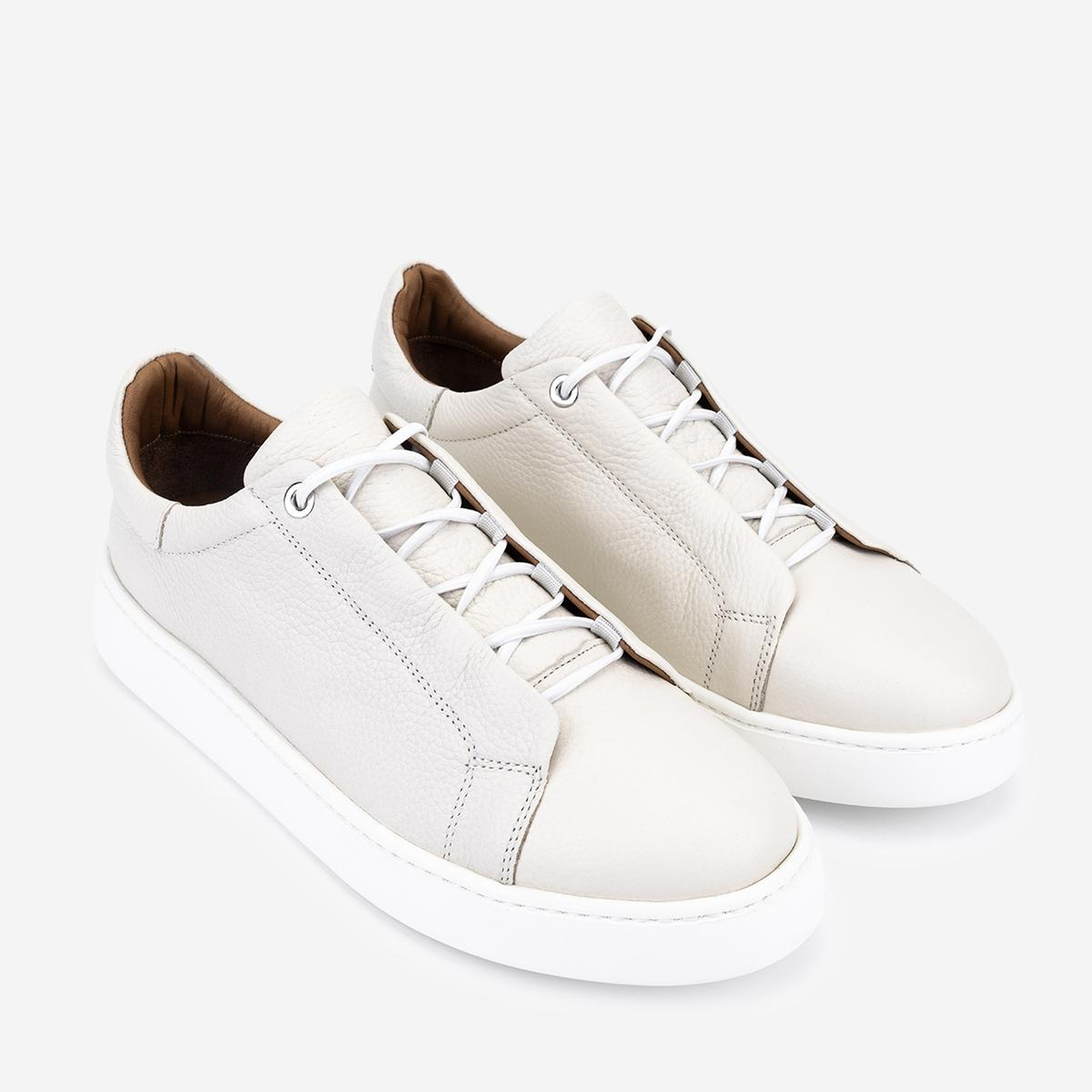 Valmenti Erkek Hakiki Deri Kırık Beyaz Sneakers & Spor Ayakkabı