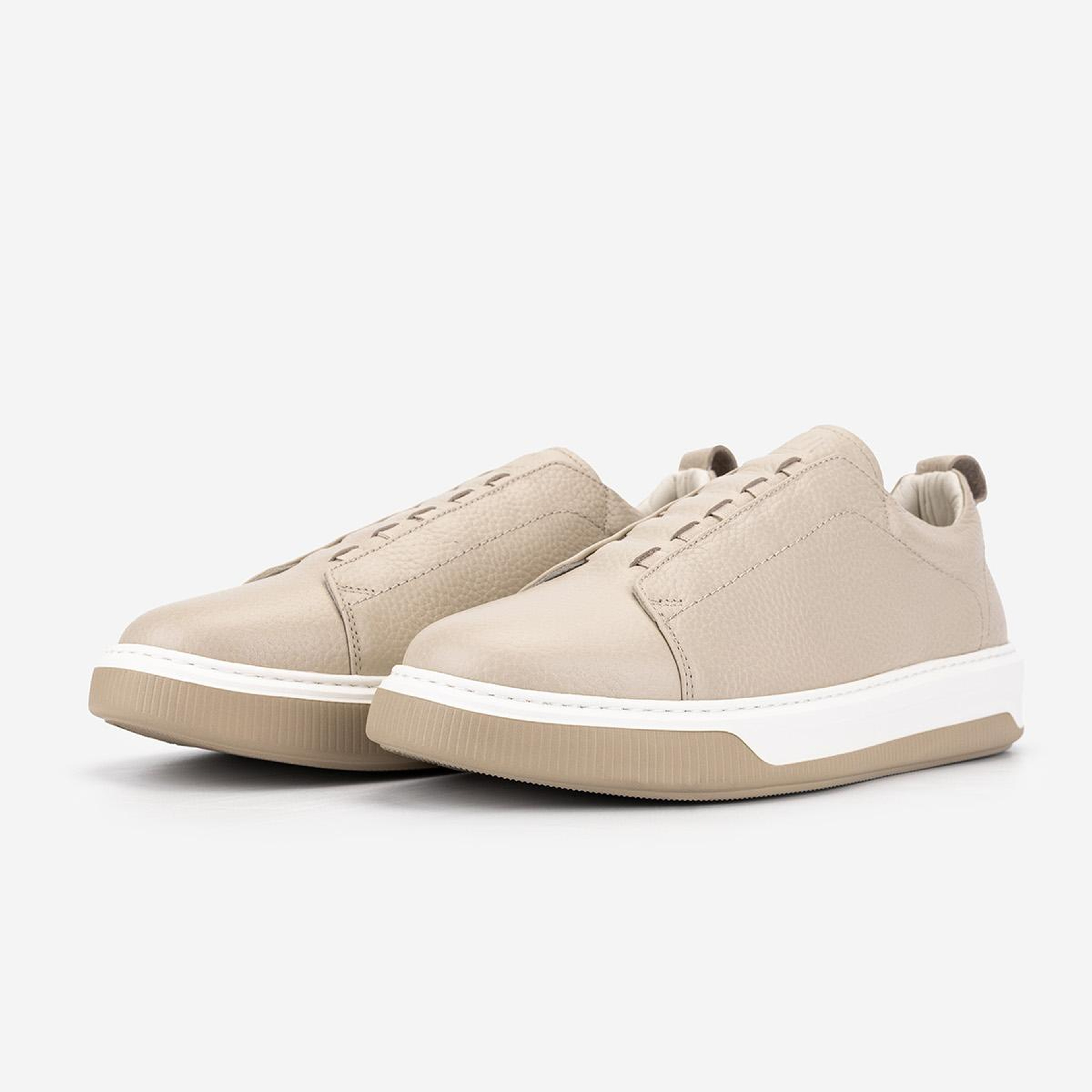 Valmenti Erkek Hakiki Deri Bej Floter Sneakers & Spor Ayakkabı