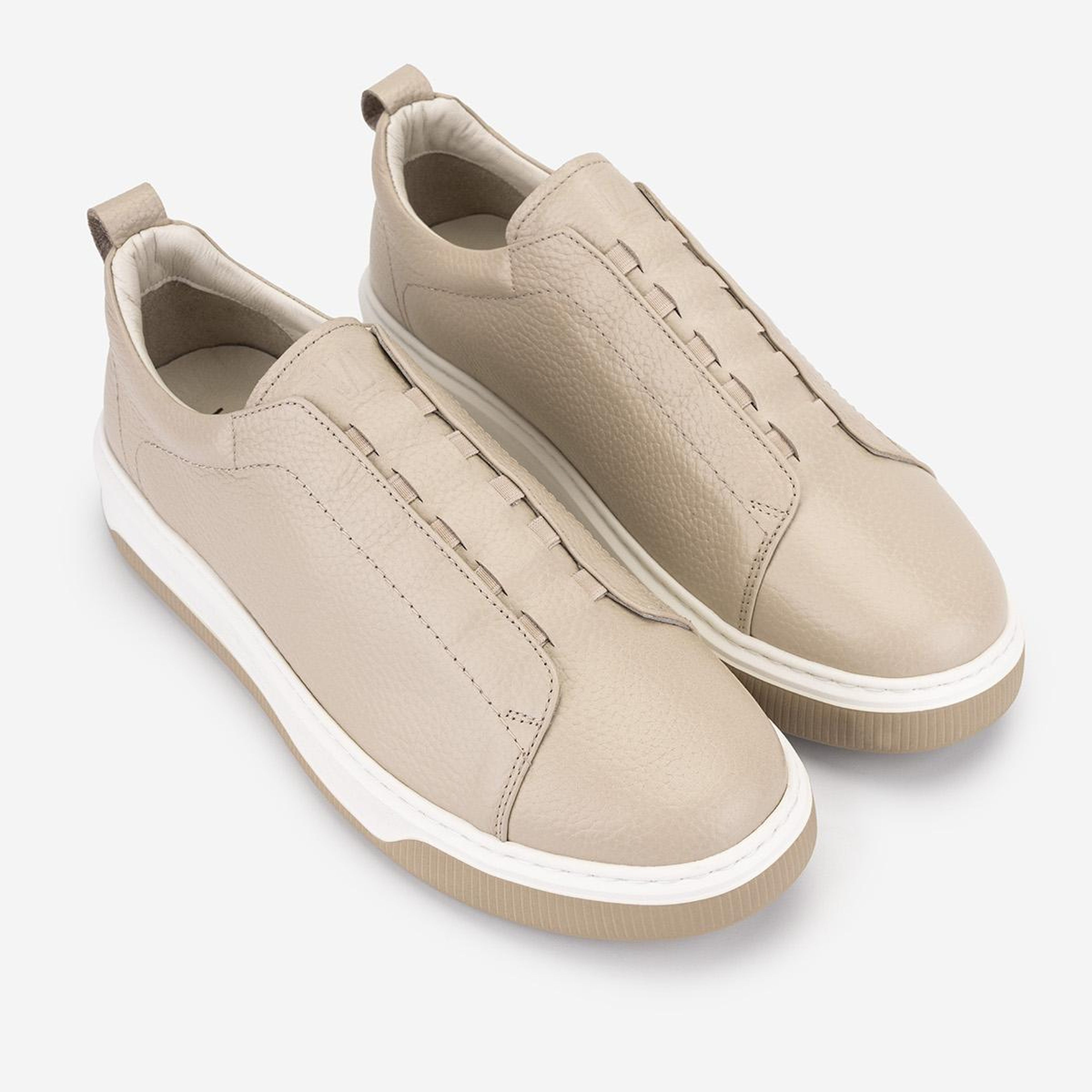 Valmenti Erkek Hakiki Deri Bej Floter Sneakers & Spor Ayakkabı