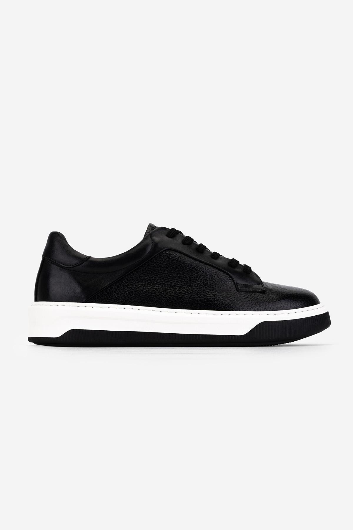 Valmenti Erkek Hakiki Deri Siyah Sneakers & Spor Ayakkabı