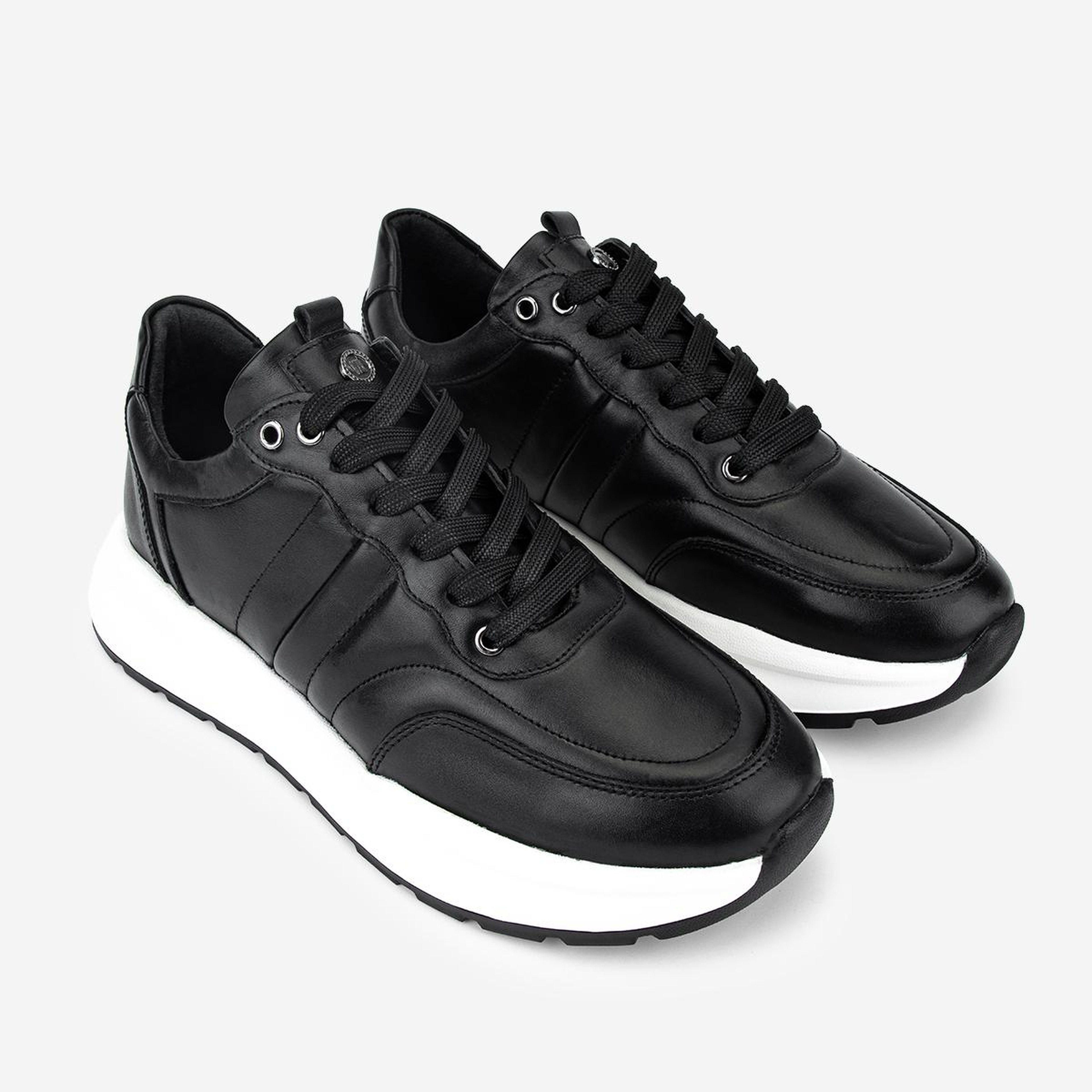 Valmenti Erkek Hakiki Deri Siyah Sneakers & Spor Ayakkabı