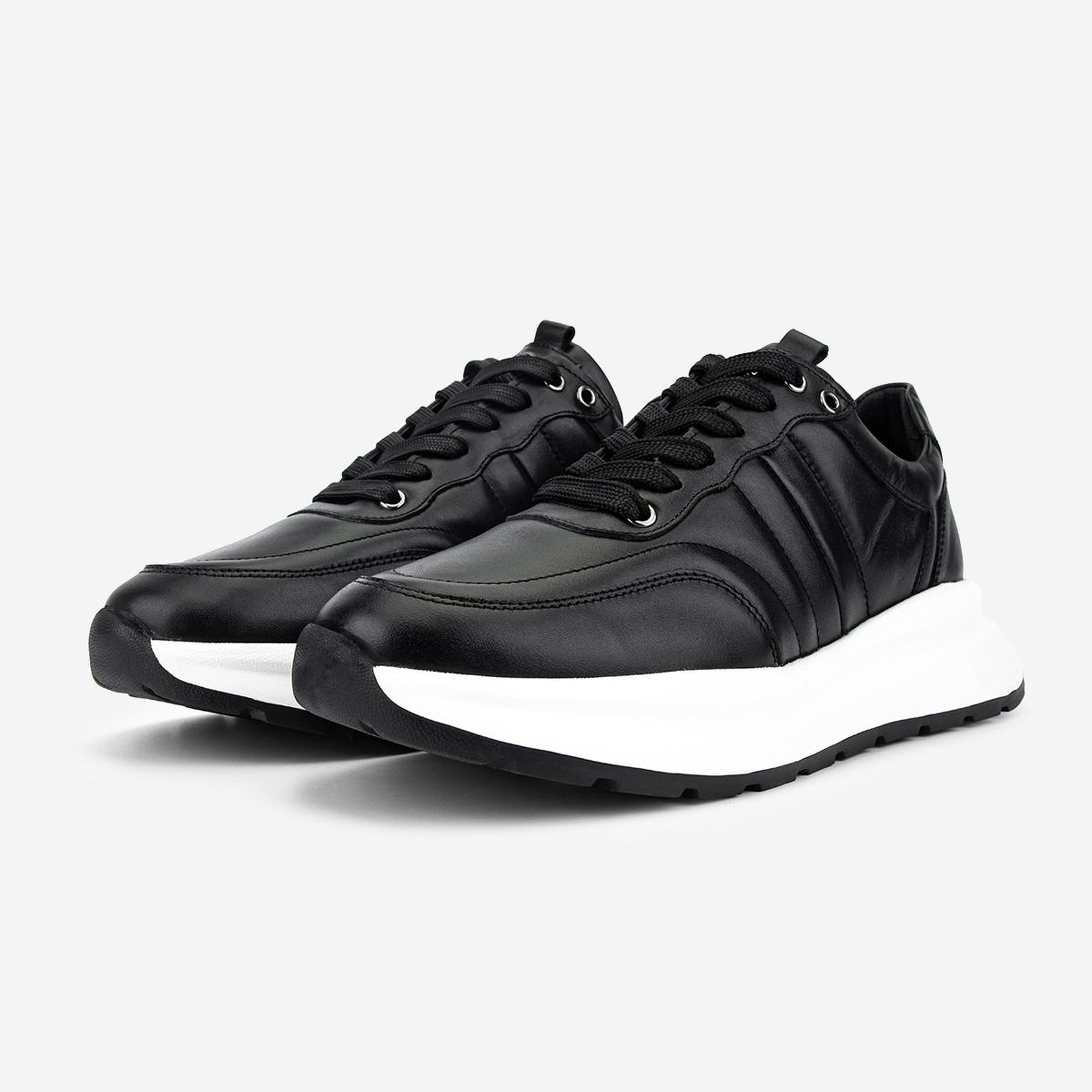 Valmenti Erkek Hakiki Deri Siyah Sneakers & Spor Ayakkabı