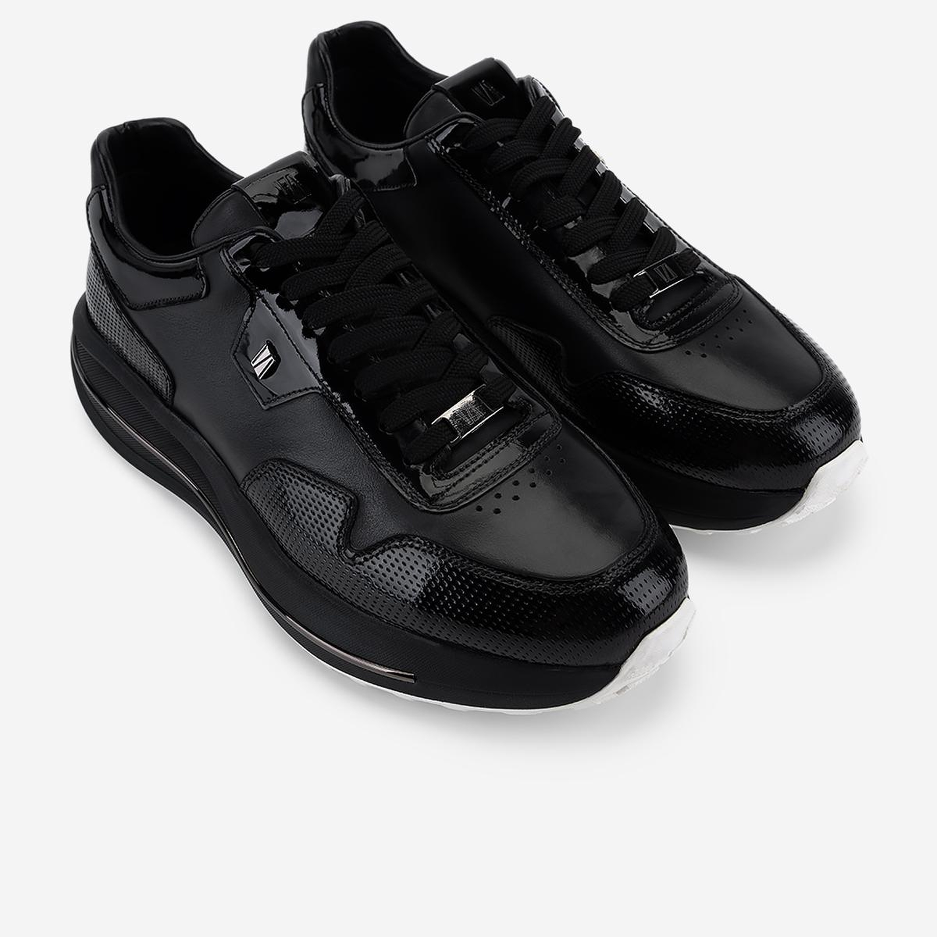 Valmenti Erkek Hakiki Deri Siyah Rugan Sneakers & Spor Ayakkabı