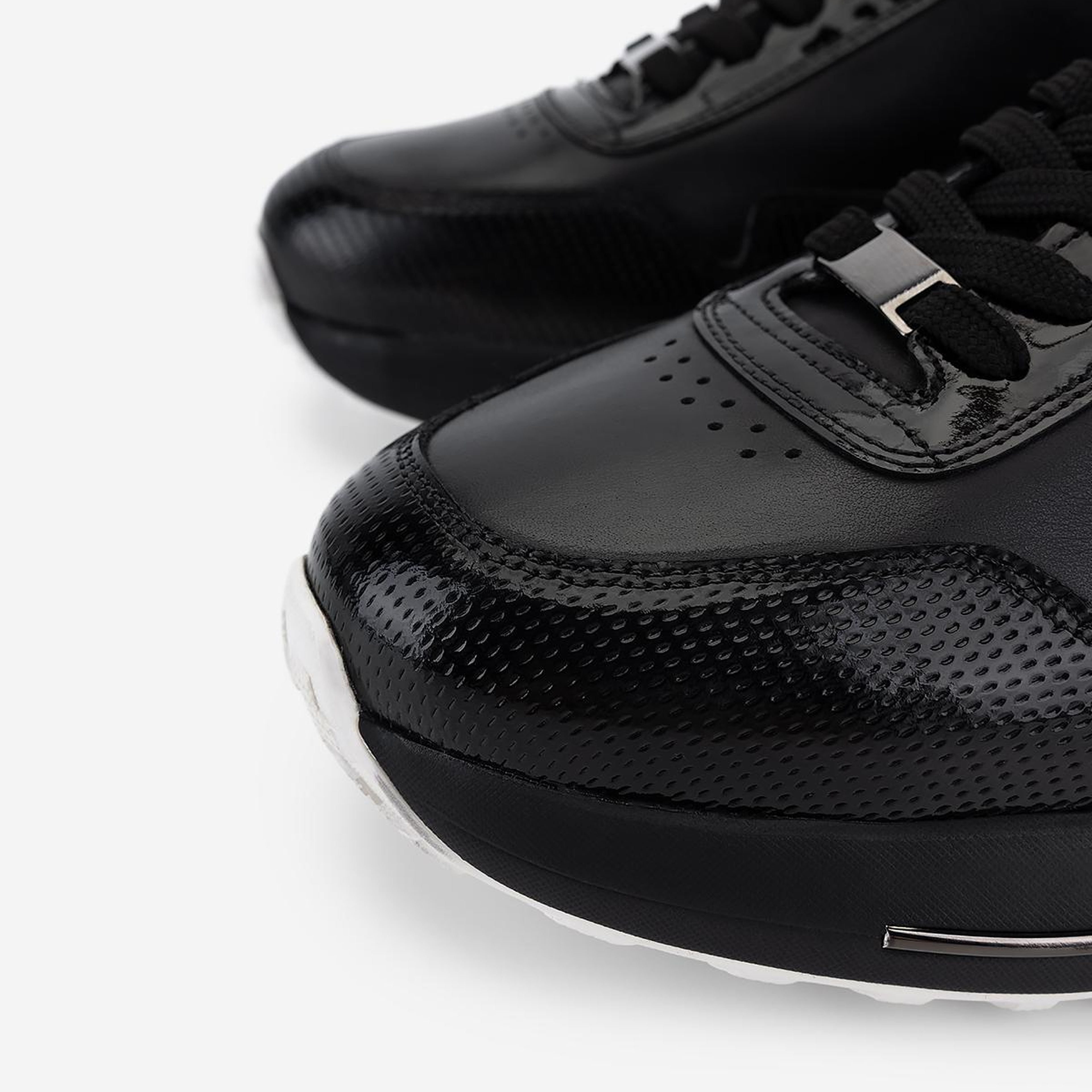 Valmenti Erkek Hakiki Deri Siyah Rugan Sneakers & Spor Ayakkabı
