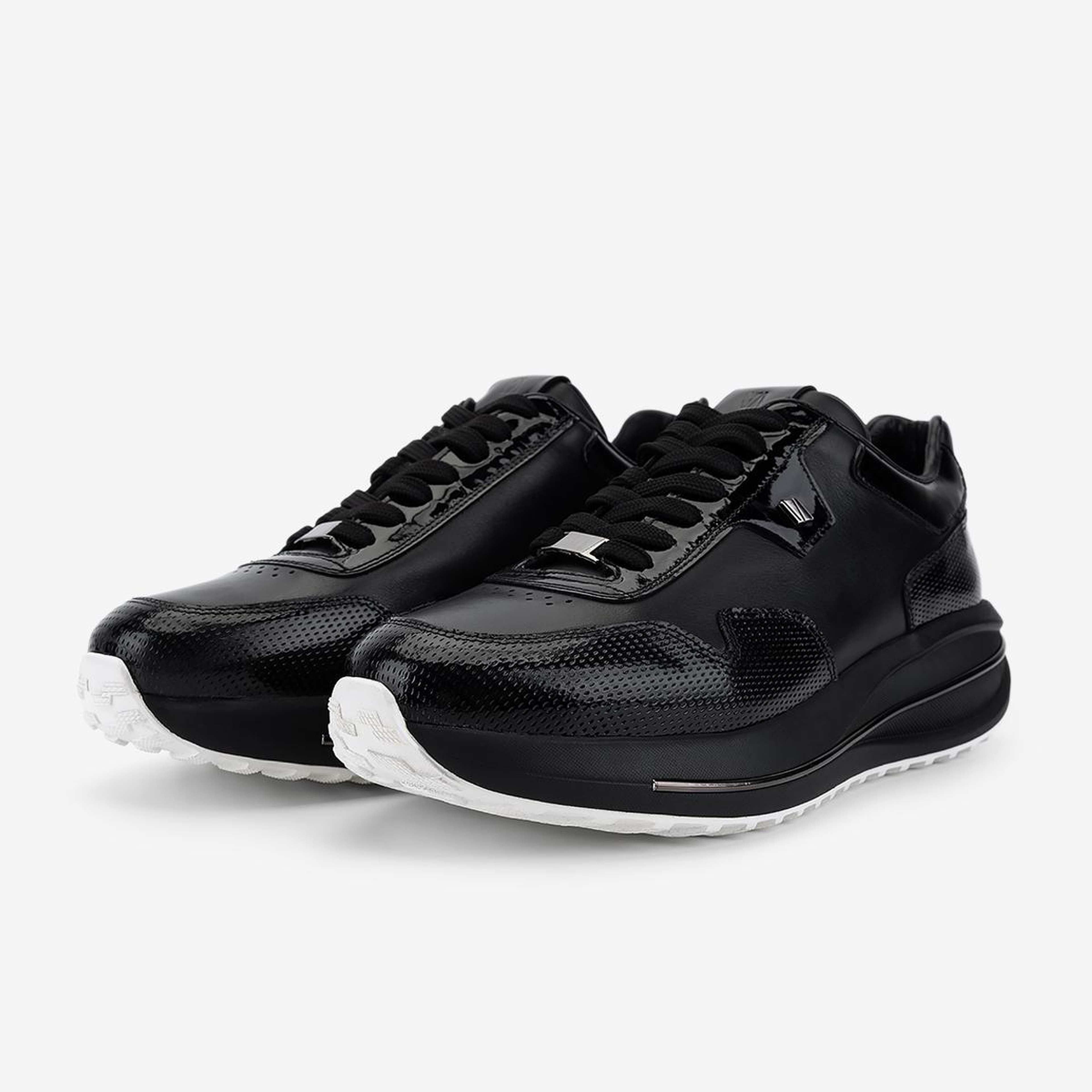 Valmenti Erkek Hakiki Deri Siyah Rugan Sneakers & Spor Ayakkabı
