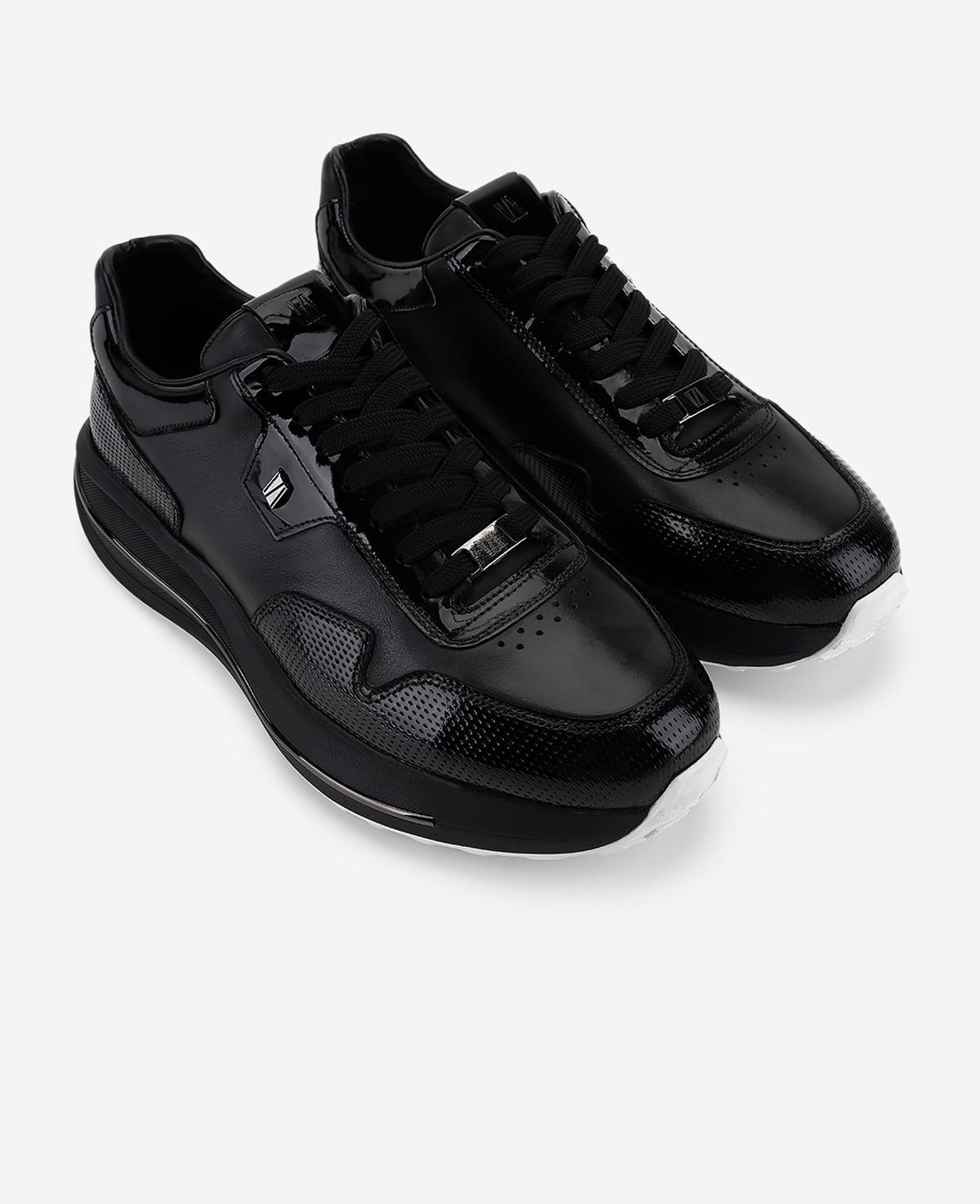 Valmenti Erkek Hakiki Deri Siyah Rugan Sneakers & Spor Ayakkabı