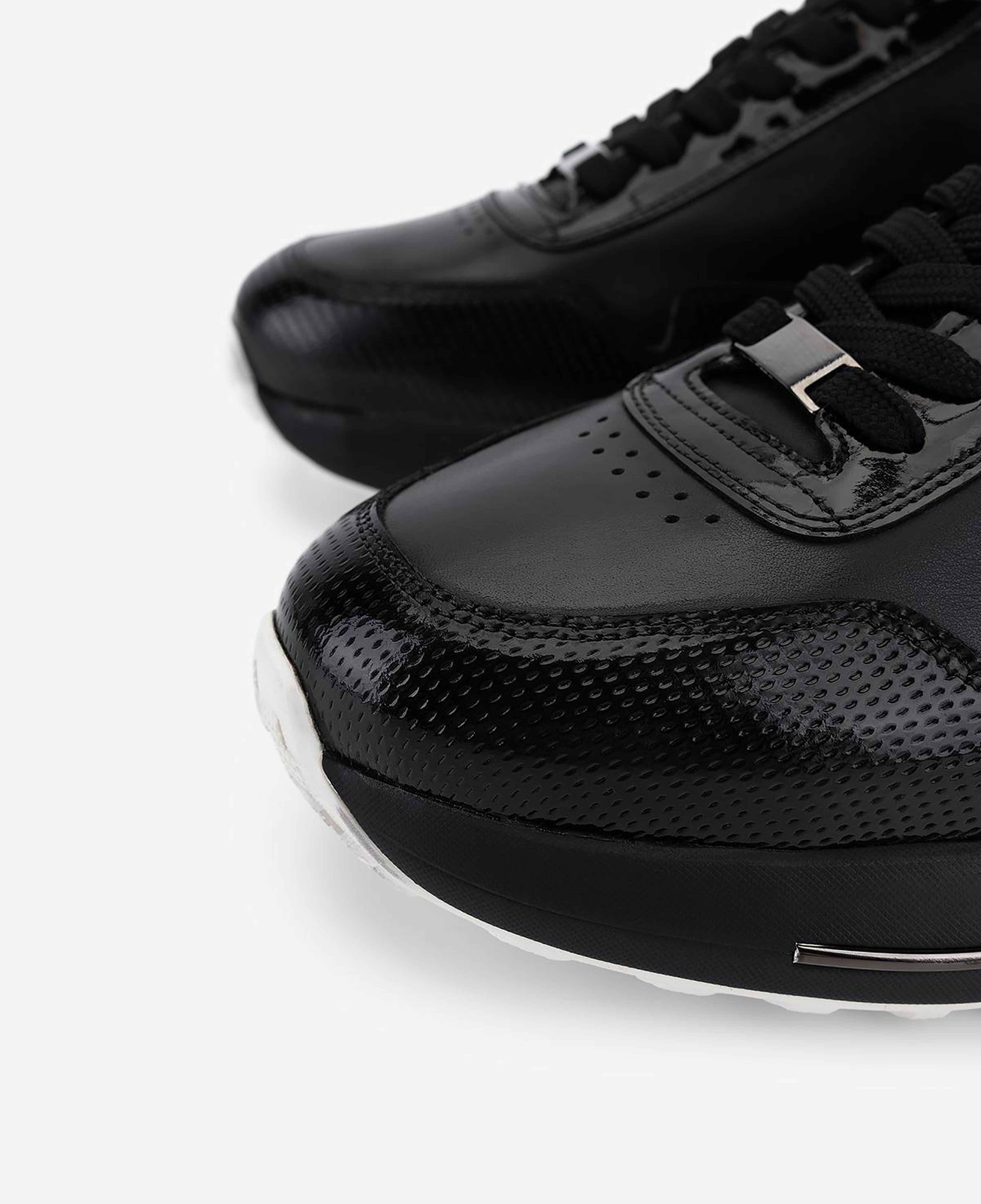Valmenti Erkek Hakiki Deri Siyah Rugan Sneakers & Spor Ayakkabı