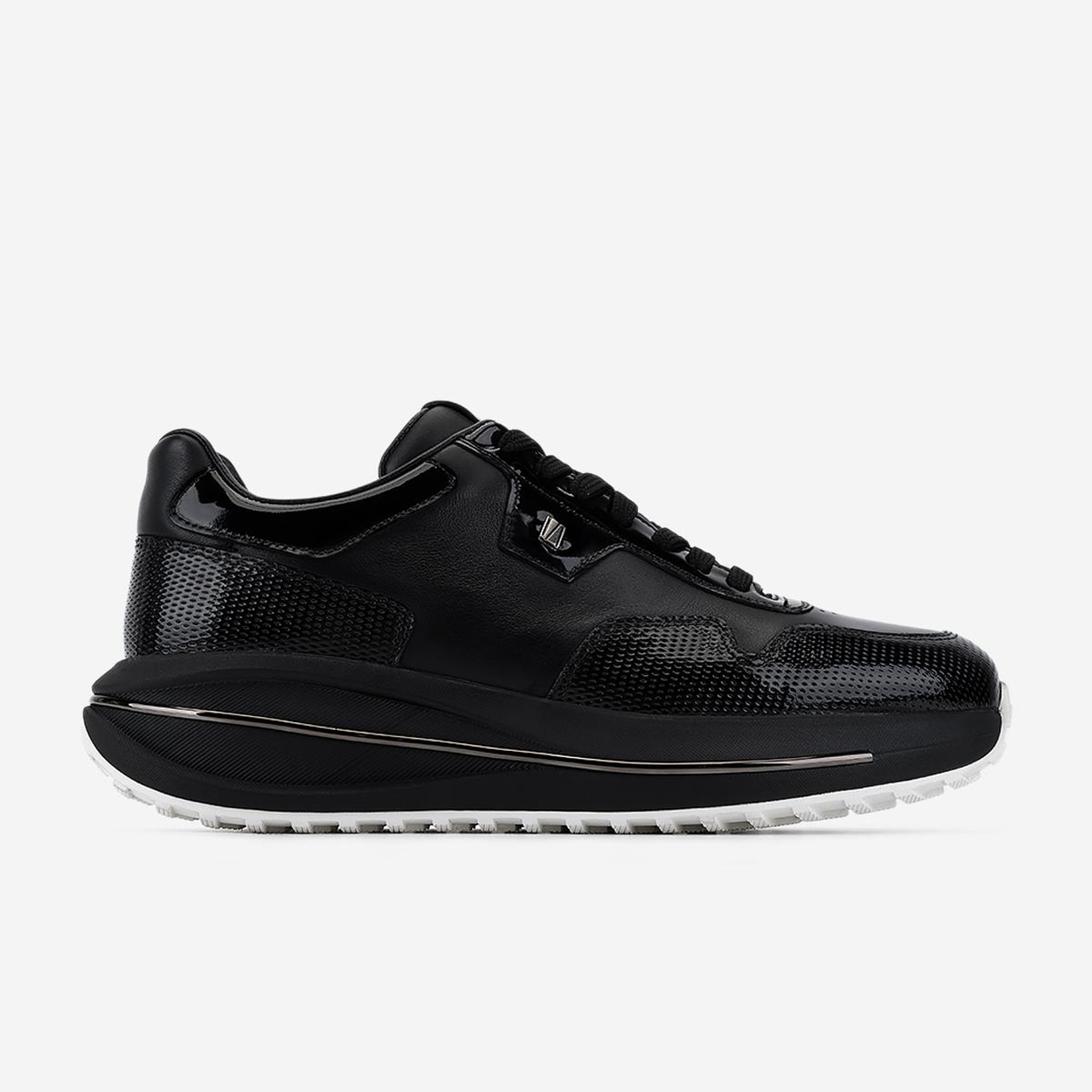 Valmenti Erkek Hakiki Deri Siyah Rugan Sneakers & Spor Ayakkabı