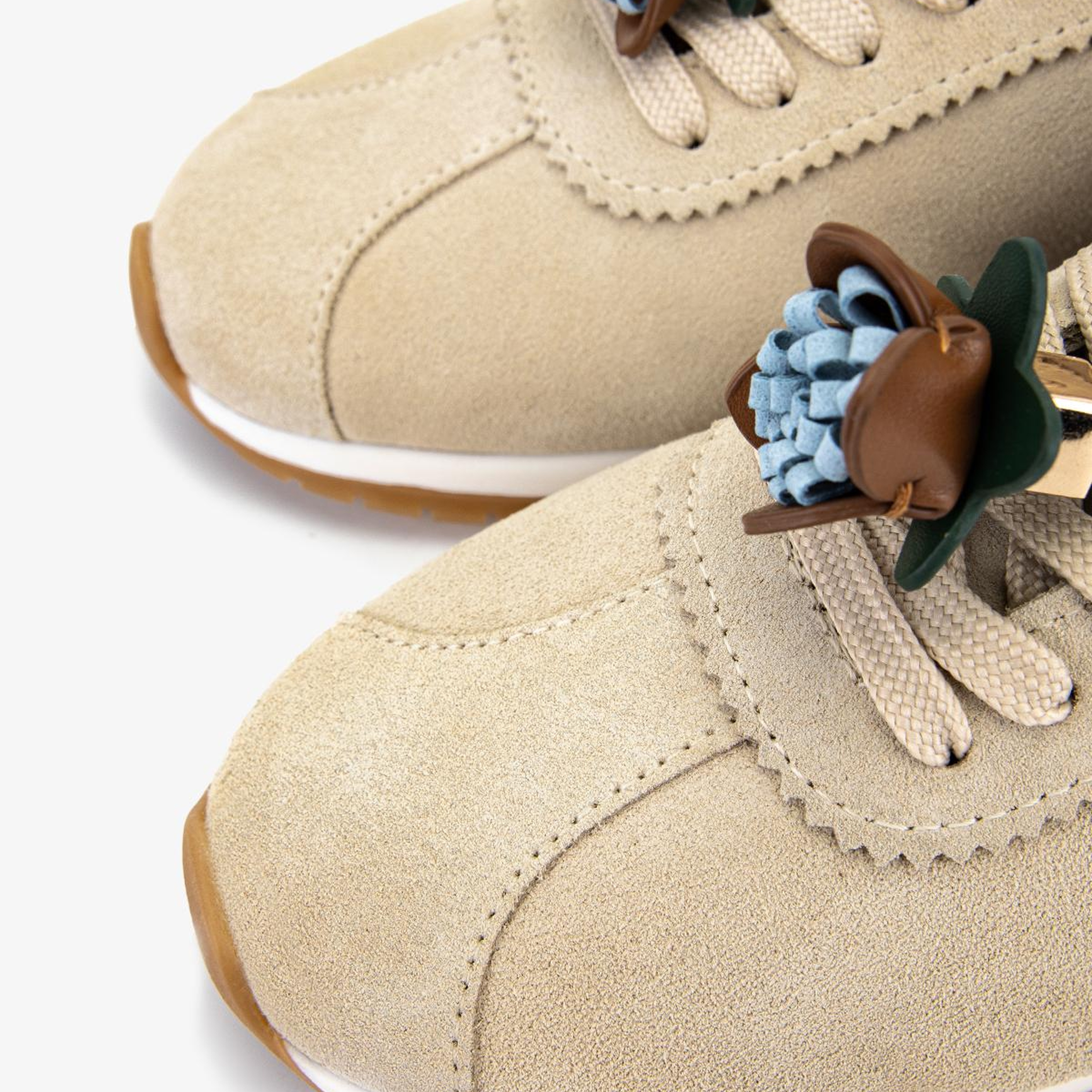 Valmenti Kadın Hakiki Deri Bej Süet Sneakers & Spor Ayakkabı