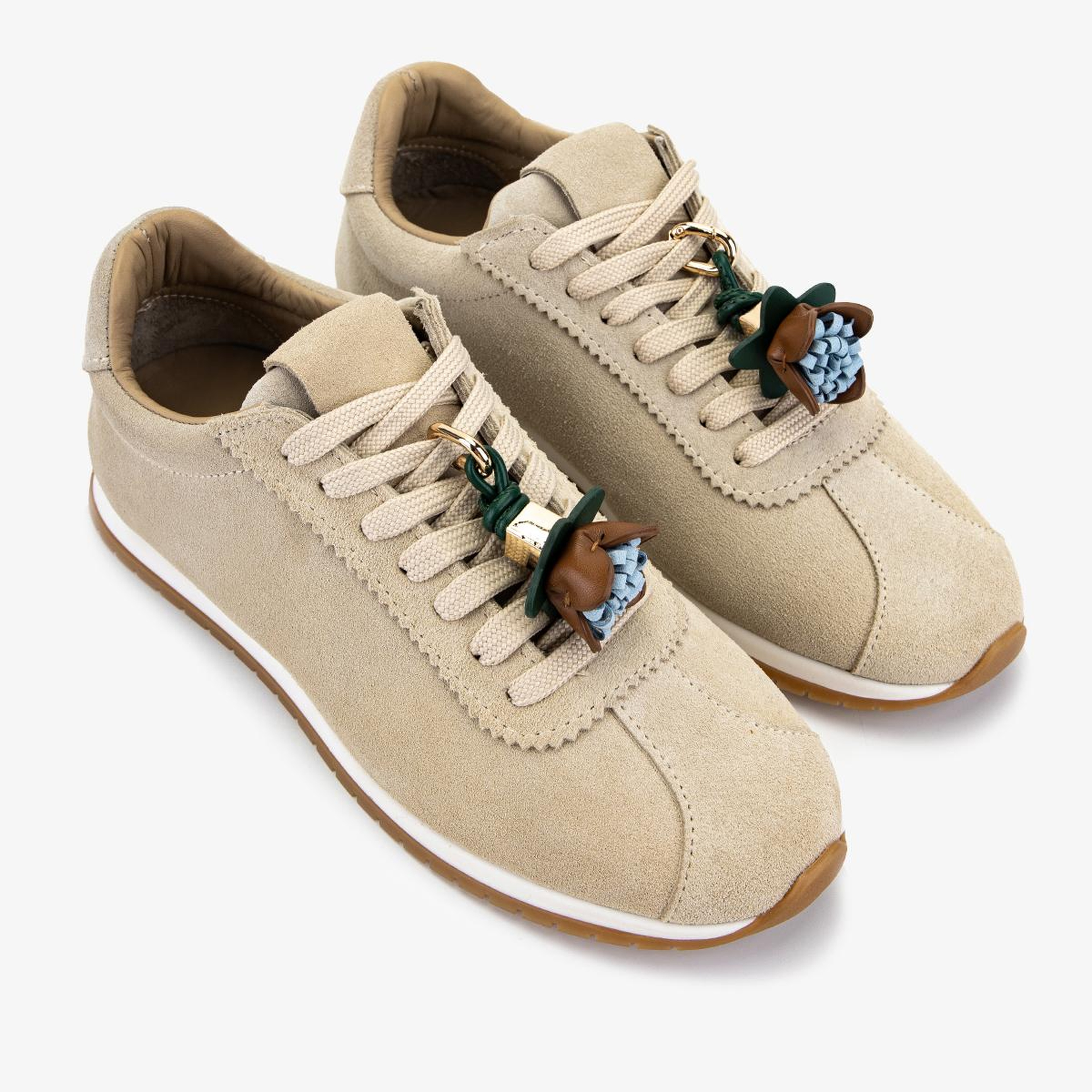 Valmenti Kadın Hakiki Deri Bej Süet Sneakers & Spor Ayakkabı