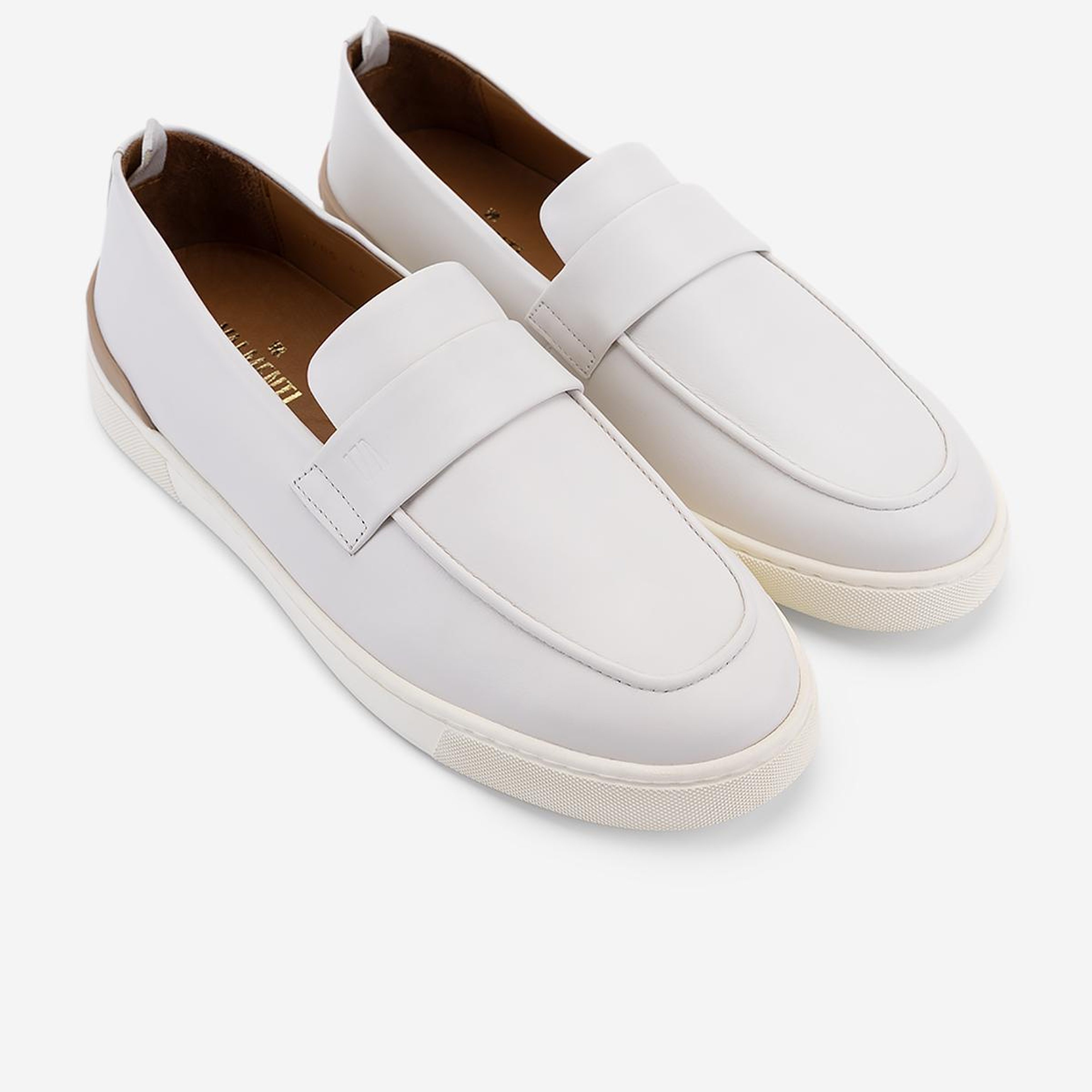 Valmenti Erkek Hakiki Deri Kırık Beyaz Loafer Ayakkabı