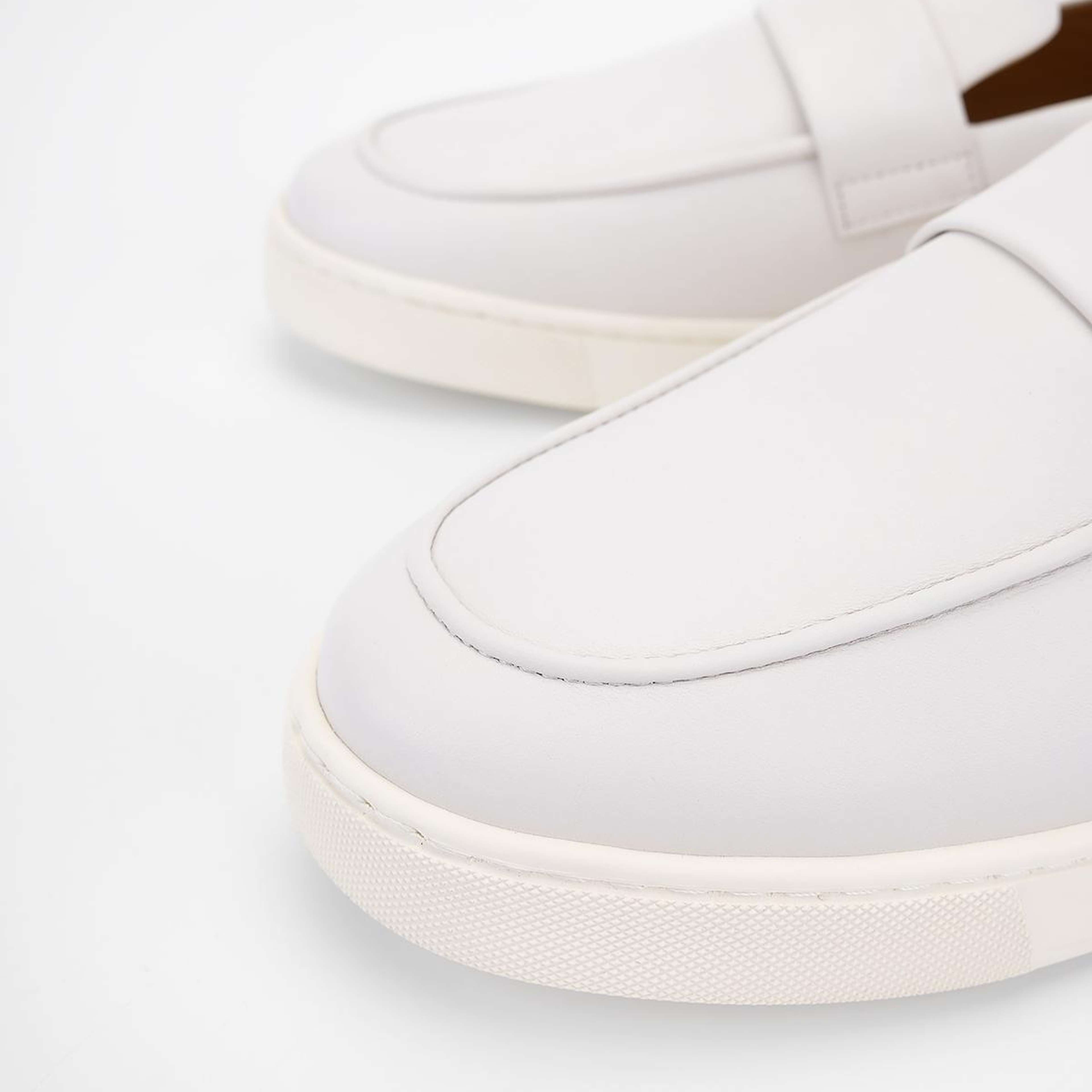 Valmenti Erkek Hakiki Deri Kırık Beyaz Loafer Ayakkabı