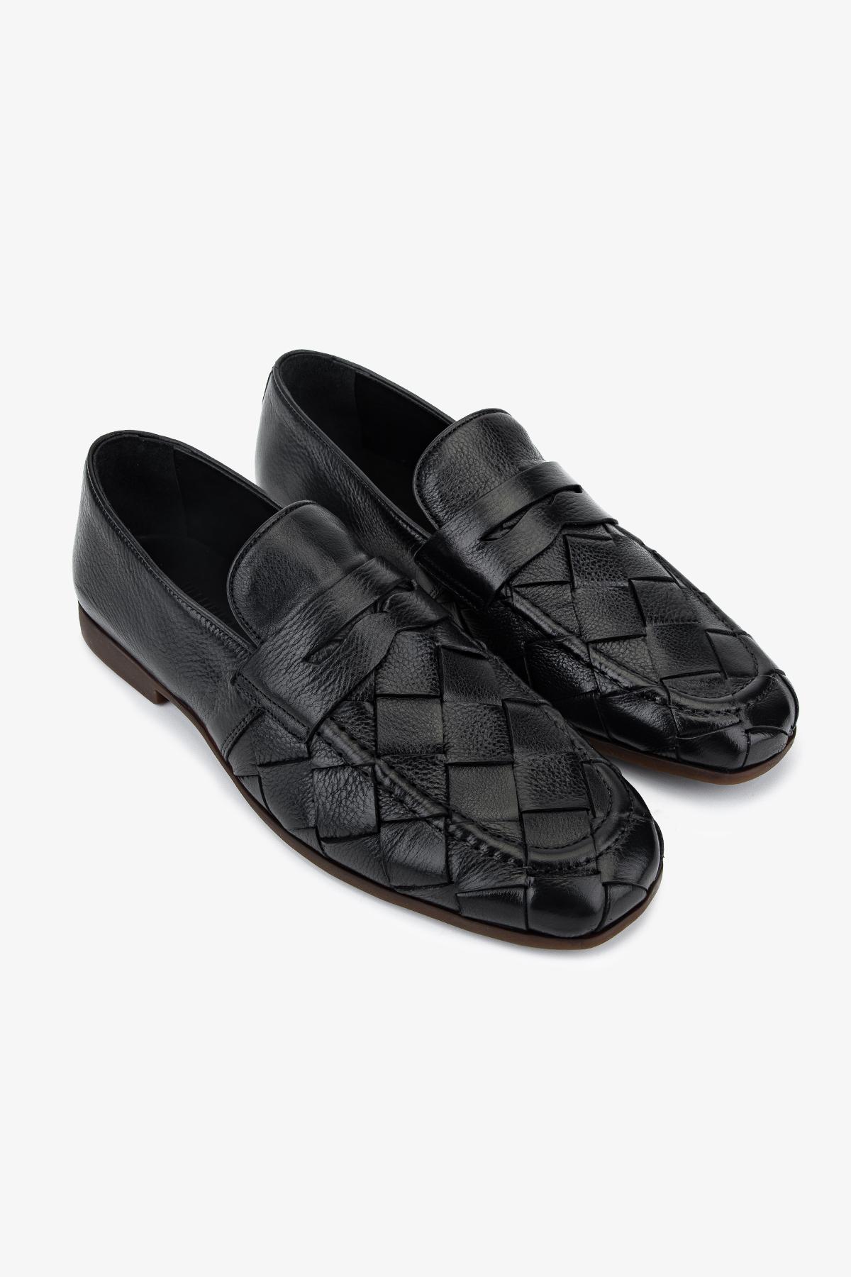 Valmenti Erkek Hakiki Deri Siyah Loafer Ayakkabı